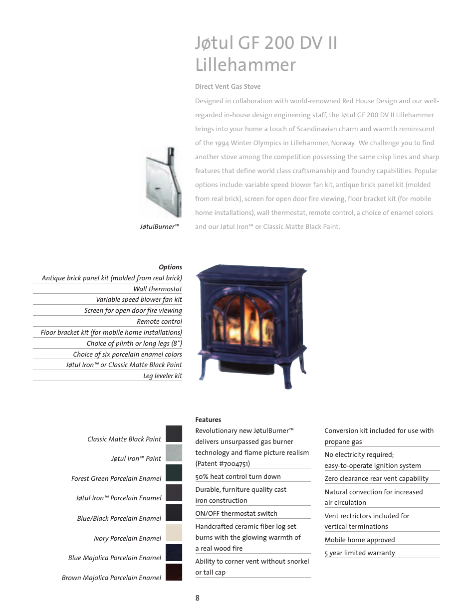 Jøtul gf 200 dv ii lillehammer | Jotul Gas Stove User Manual | Page 8 / 24