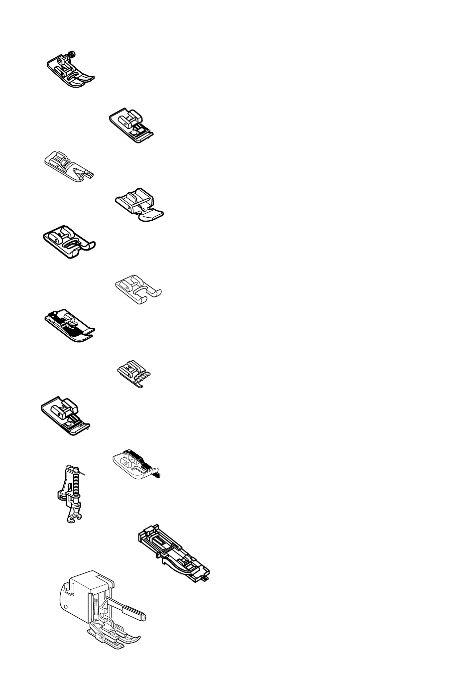 Variety of presser feet and their uses | Janome Memory Craft 6500 User Manual | Page 13 / 78