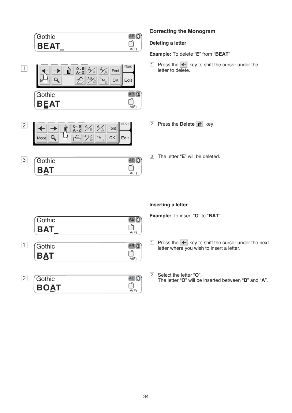 Beat, Boat, Zx c z x | Gothic | Janome 350E User Manual | Page 36 / 52