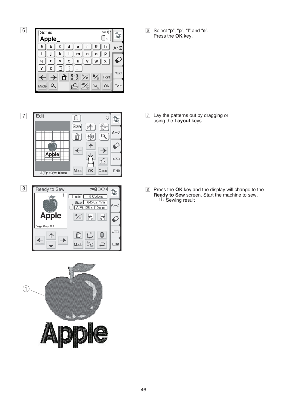 Nm , q, Apple | Janome 350E User Manual | Page 48 / 52