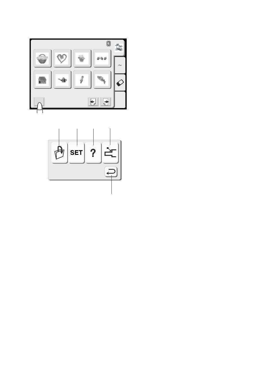 Key operations, Pattern selection window | Janome MEMORYCRAFT 300E User Manual | Page 20 / 48