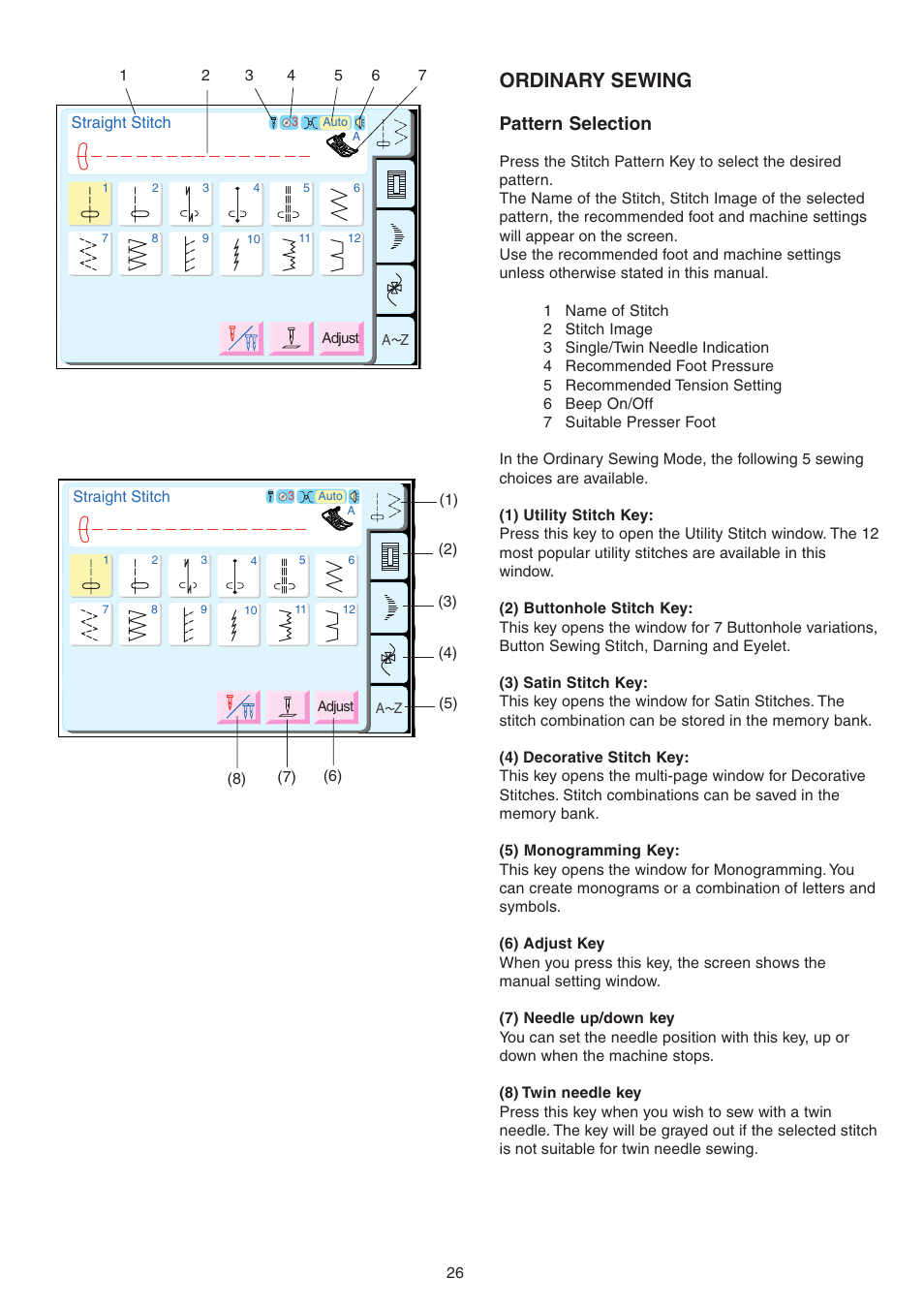 Ordinary sewing, Pattern selection | Janome MEMORY CRAFT 9700 User Manual | Page 28 / 110