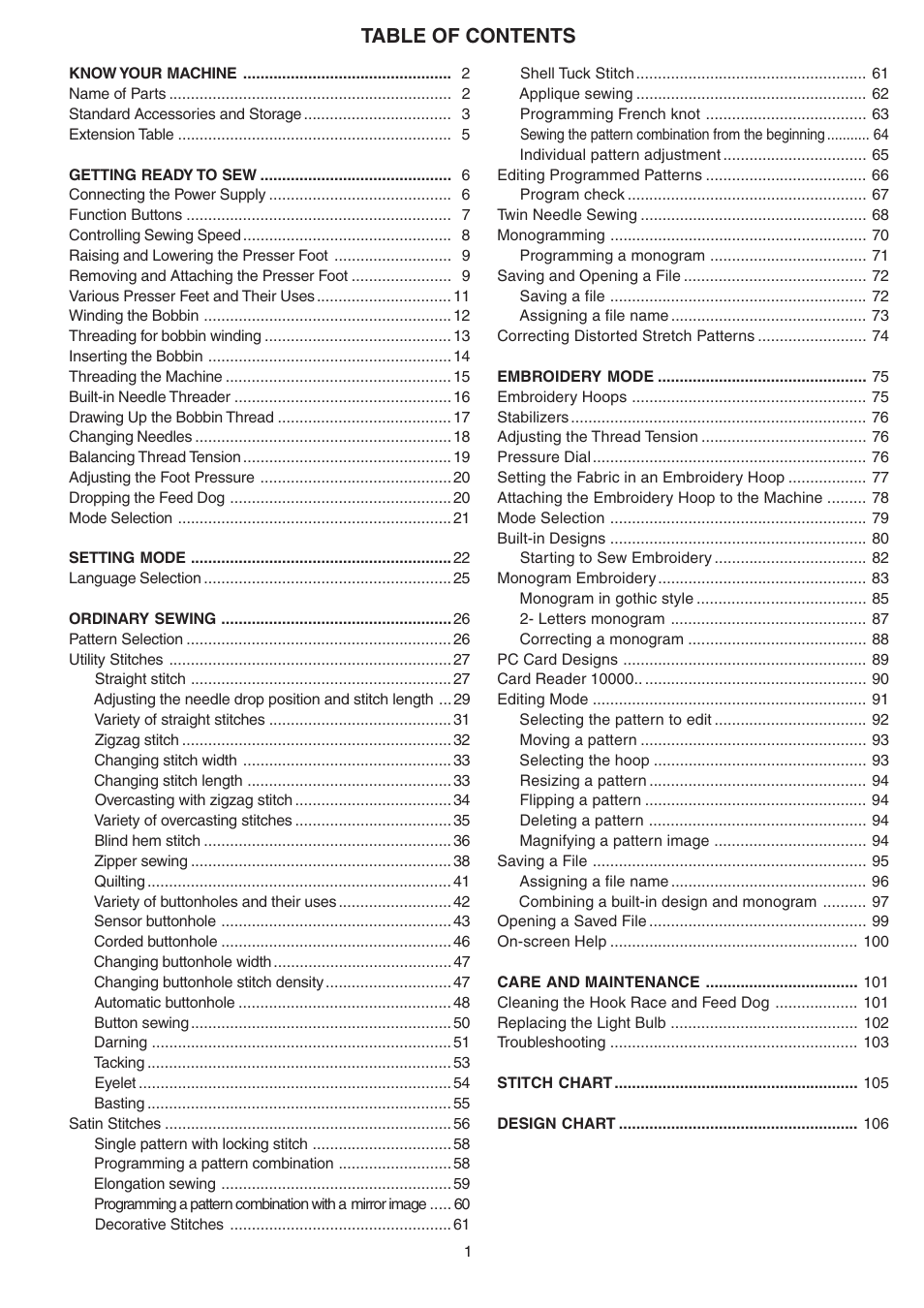 Janome MEMORY CRAFT 9700 User Manual | Page 3 / 110