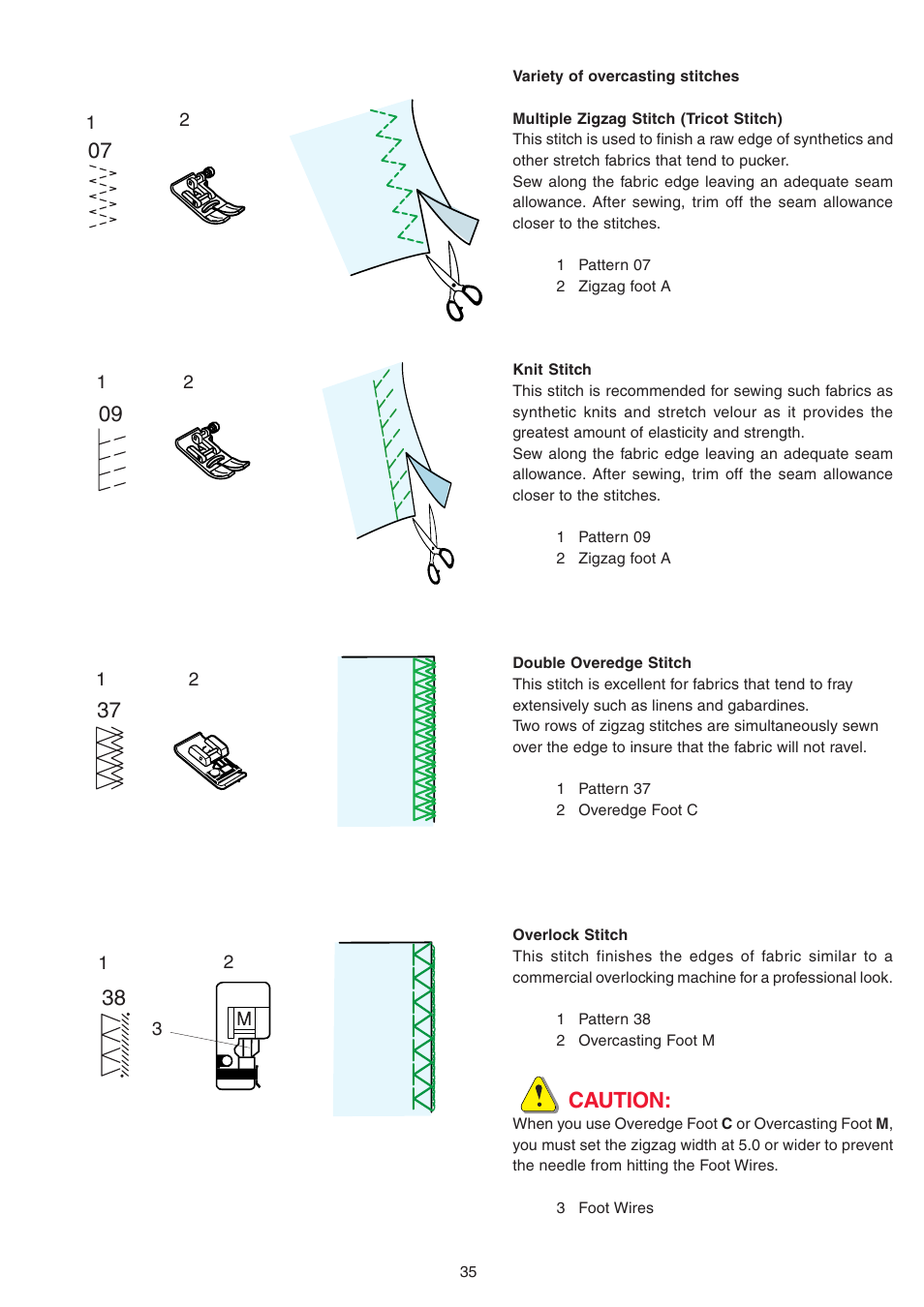 Caution | Janome MEMORY CRAFT 9700 User Manual | Page 37 / 110