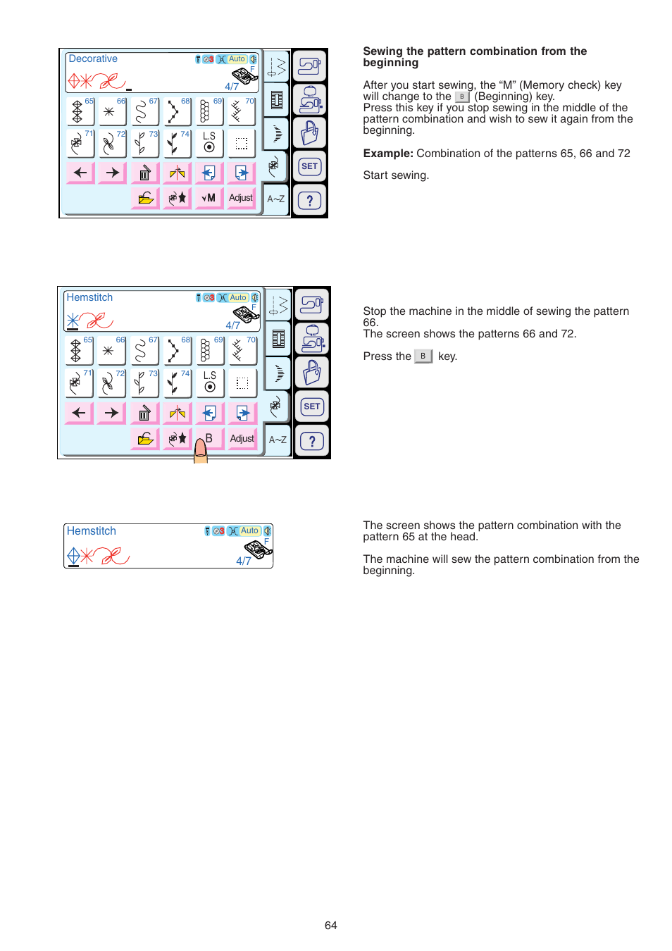 3/7 french knot, Hemstitch 4/7 | Janome MEMORY CRAFT 9700 User Manual | Page 66 / 110