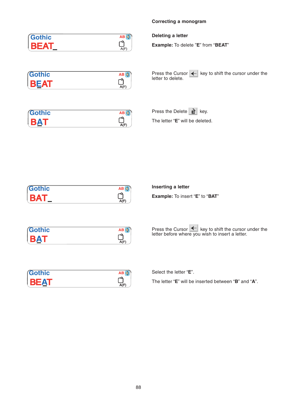 Beat, Be at, Ba t | Be a t, Gothic | Janome MEMORY CRAFT 9700 User Manual | Page 90 / 110