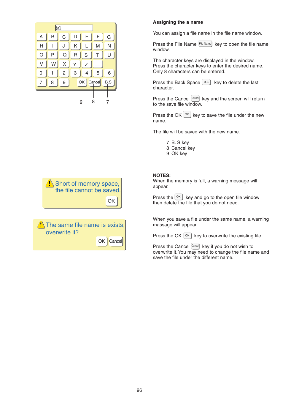The same file name is exists, overwrite it | Janome MEMORY CRAFT 9700 User Manual | Page 98 / 110