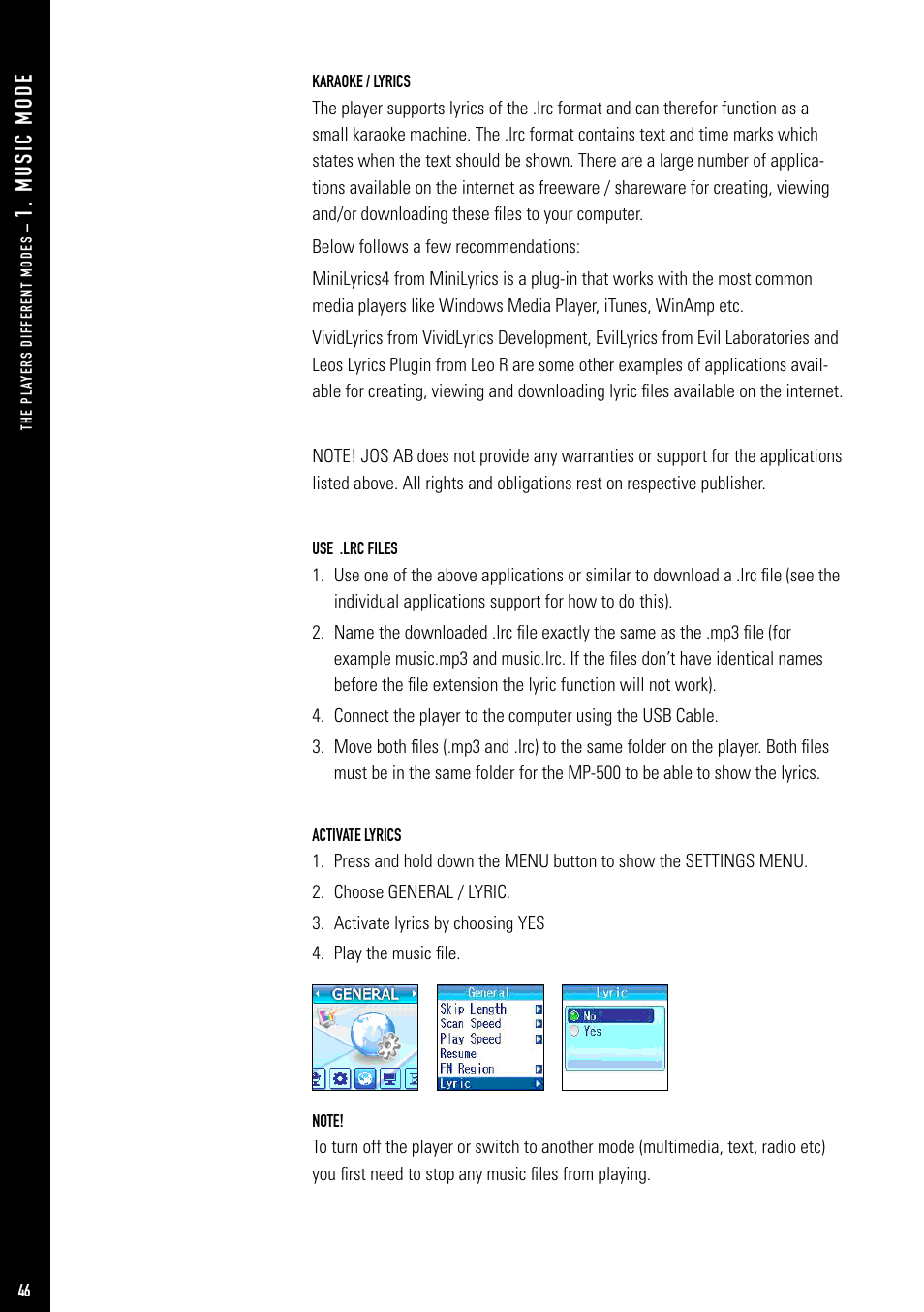 M us ic m od e | Jens of Sweden MP-500V User Manual | Page 14 / 34