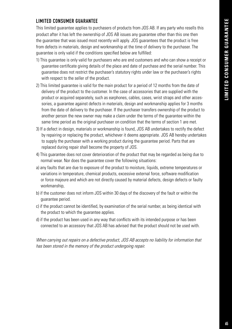 Jens of Sweden MP-500V User Manual | Page 33 / 34
