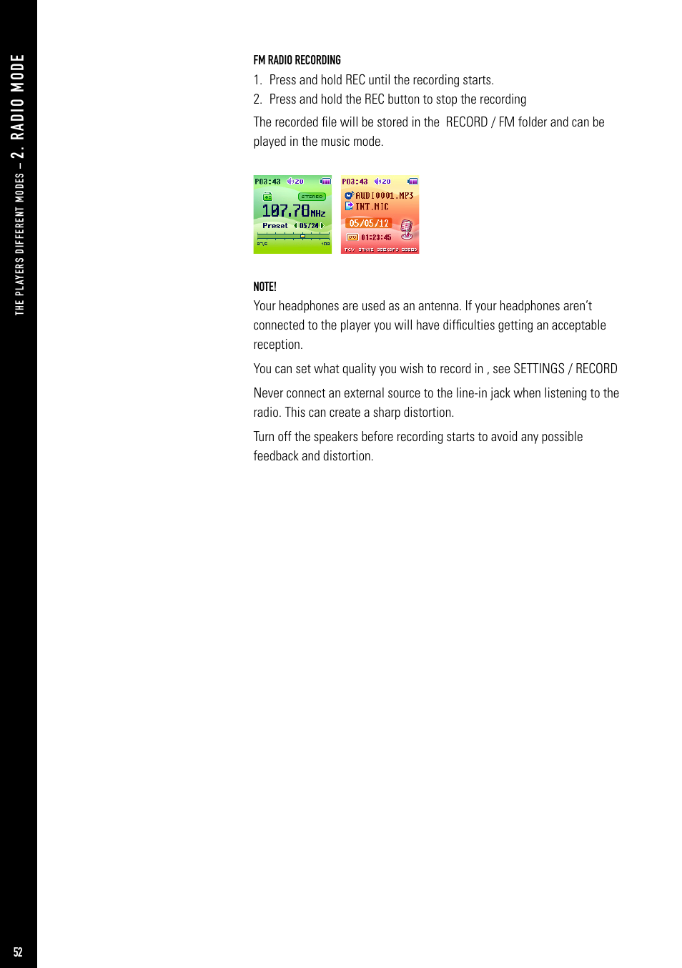 R ad io m od e | Jens of Sweden MP-500 User Manual | Page 18 / 36