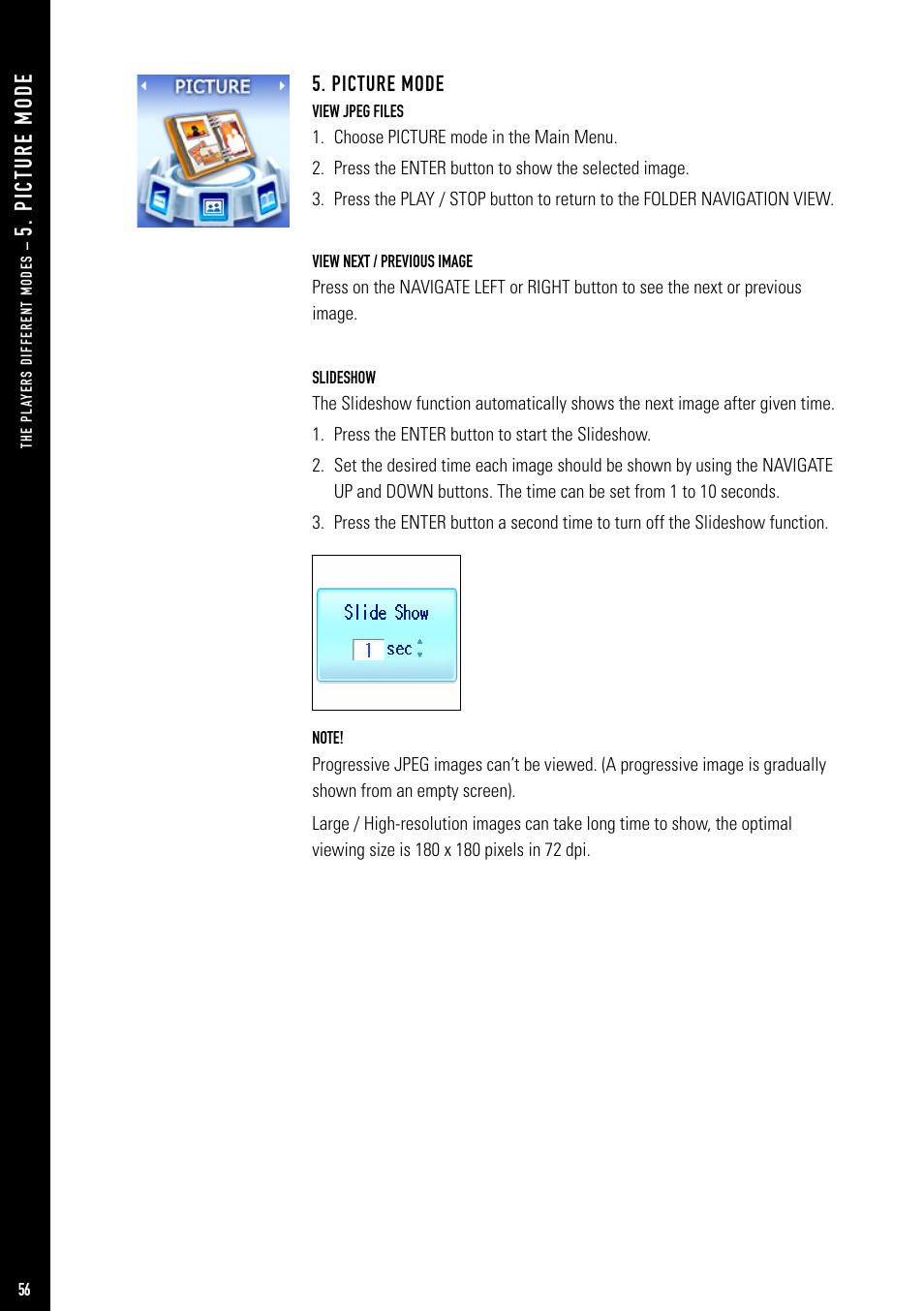 P ic tu re m od e, Picture mode | Jens of Sweden MP-500 User Manual | Page 22 / 36