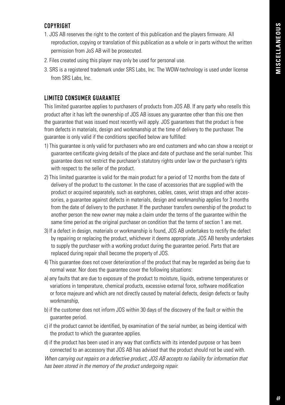 Jens of Sweden MP-500 User Manual | Page 35 / 36