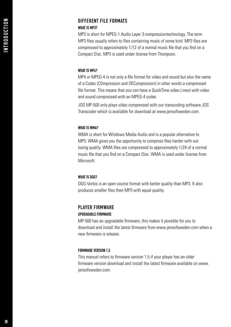 Jens of Sweden MP-500 User Manual | Page 4 / 36