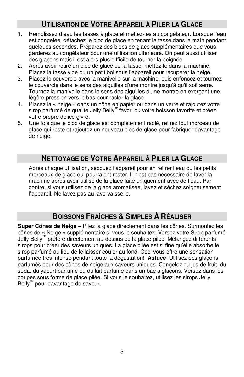 Jelly Belly Manual Ice Shaver User Manual | Page 7 / 12