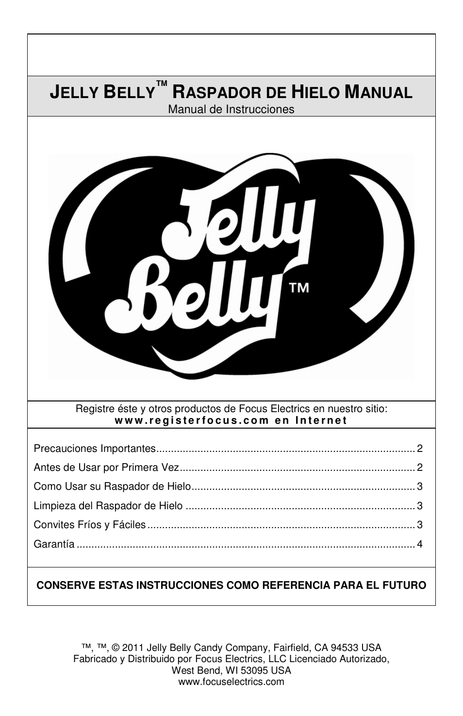 Elly, Aspador de, Ielo | Anual | Jelly Belly Manual Ice Shaver User Manual | Page 9 / 12