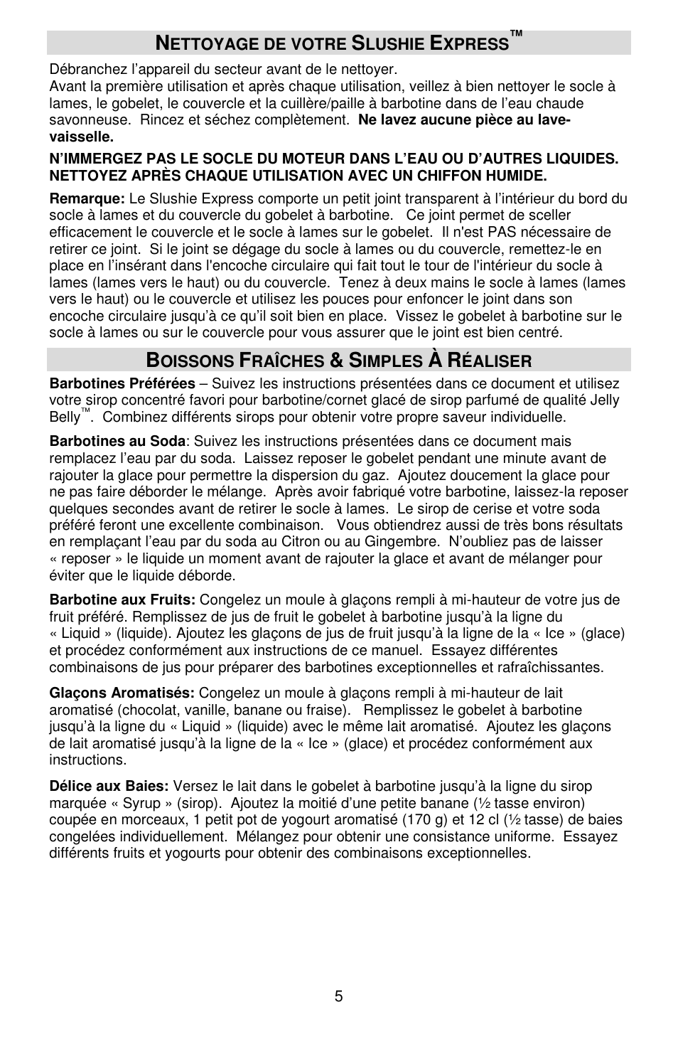 Jelly Belly Slushi Express User Manual | Page 11 / 20