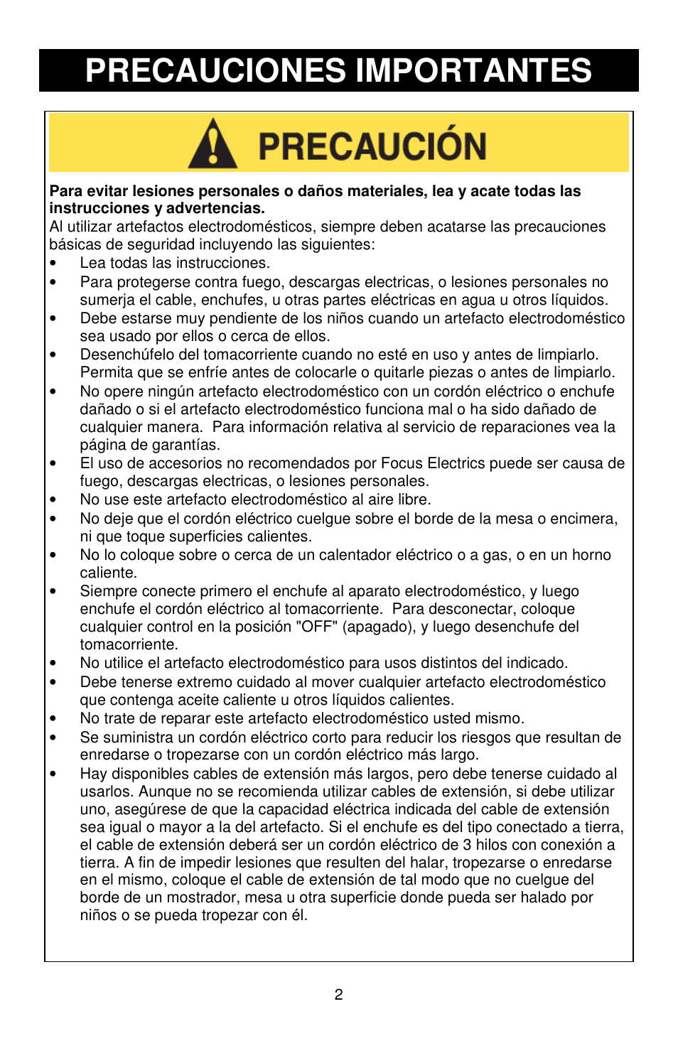 Precauciones importantes | Jelly Belly Slushi Express User Manual | Page 14 / 20
