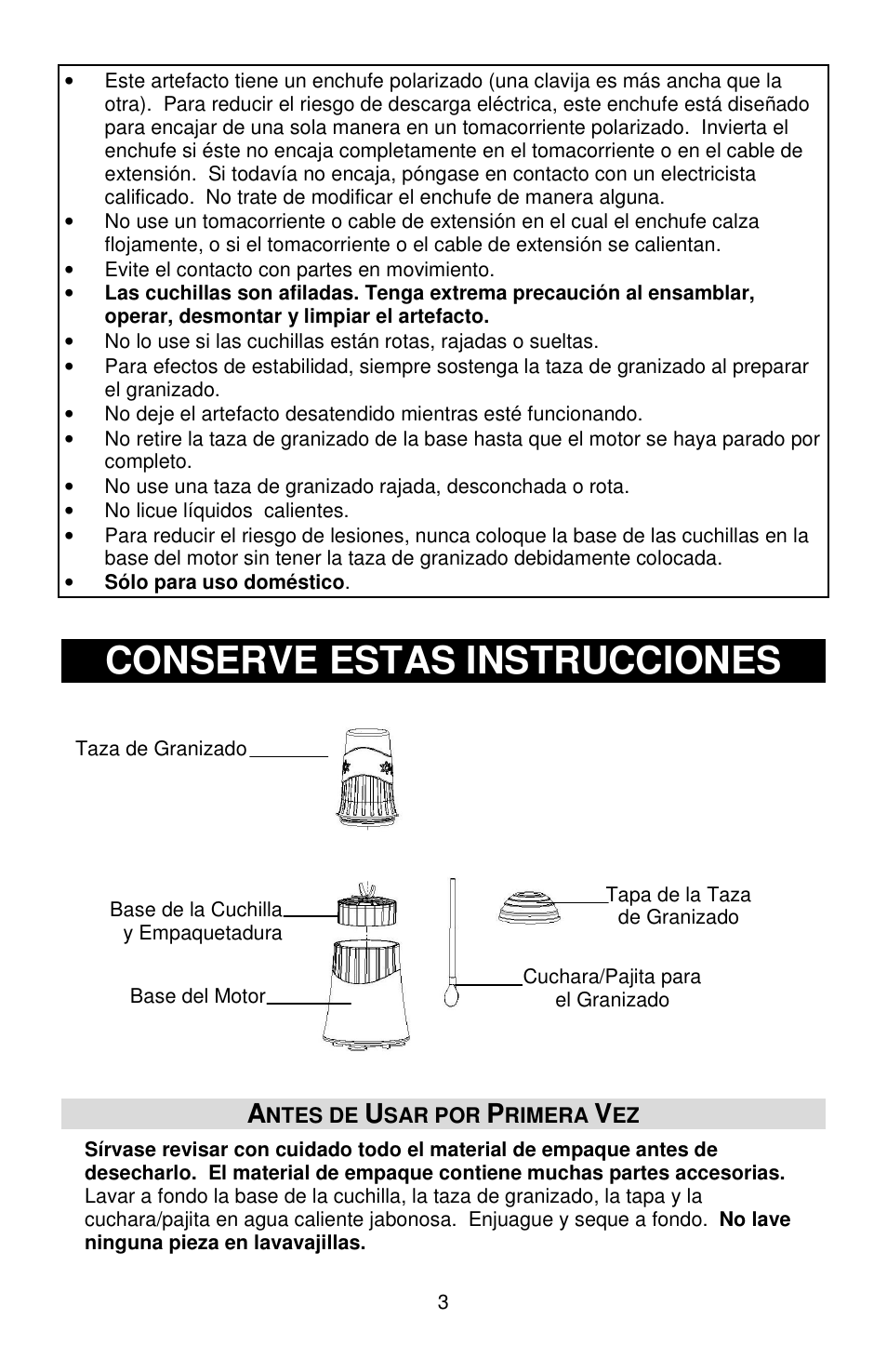 Conserve estas instrucciones | Jelly Belly Slushi Express User Manual | Page 15 / 20