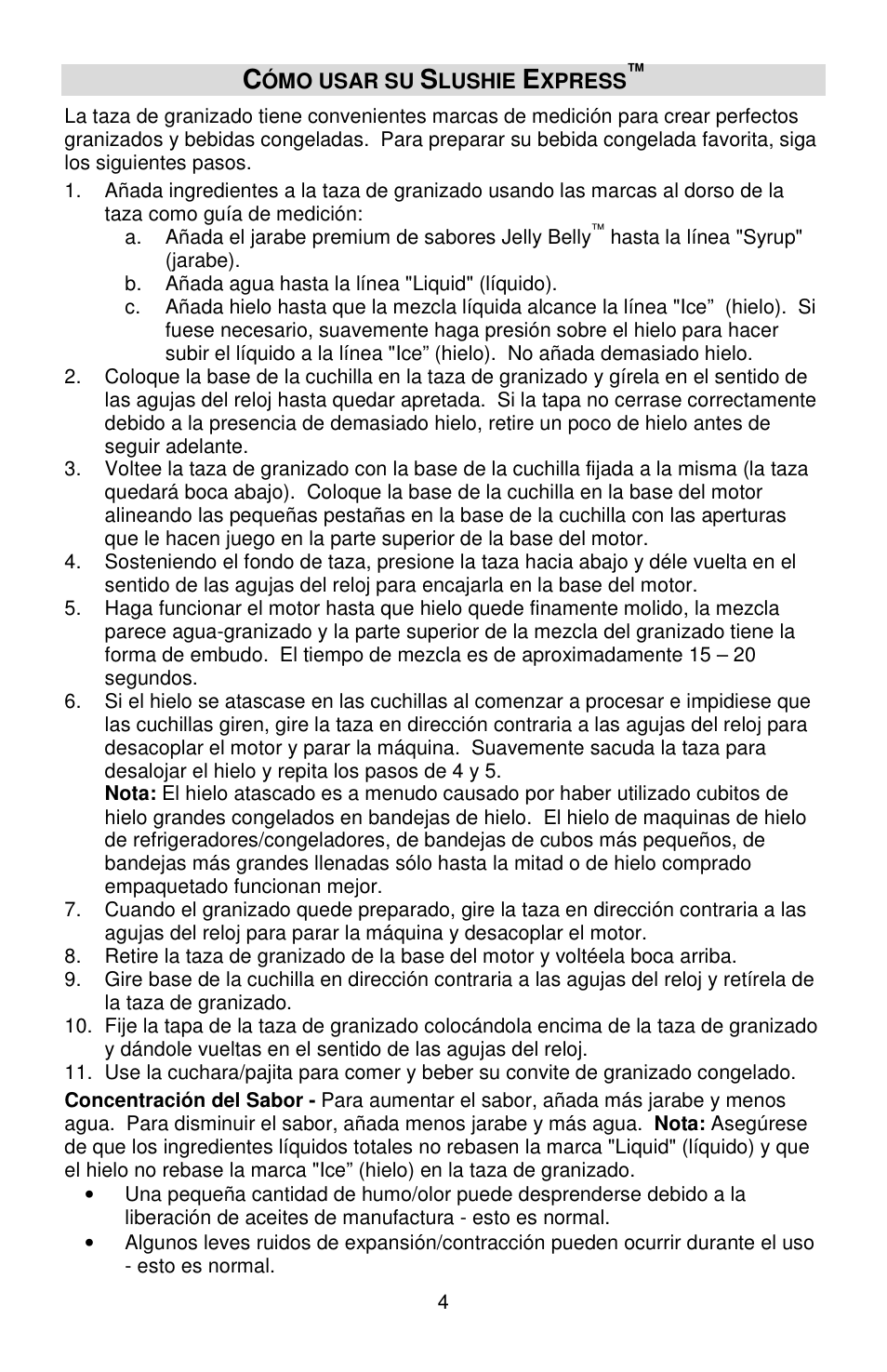 Jelly Belly Slushi Express User Manual | Page 16 / 20