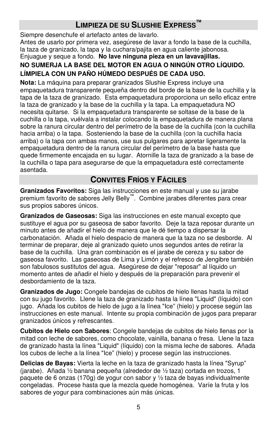 Jelly Belly Slushi Express User Manual | Page 17 / 20