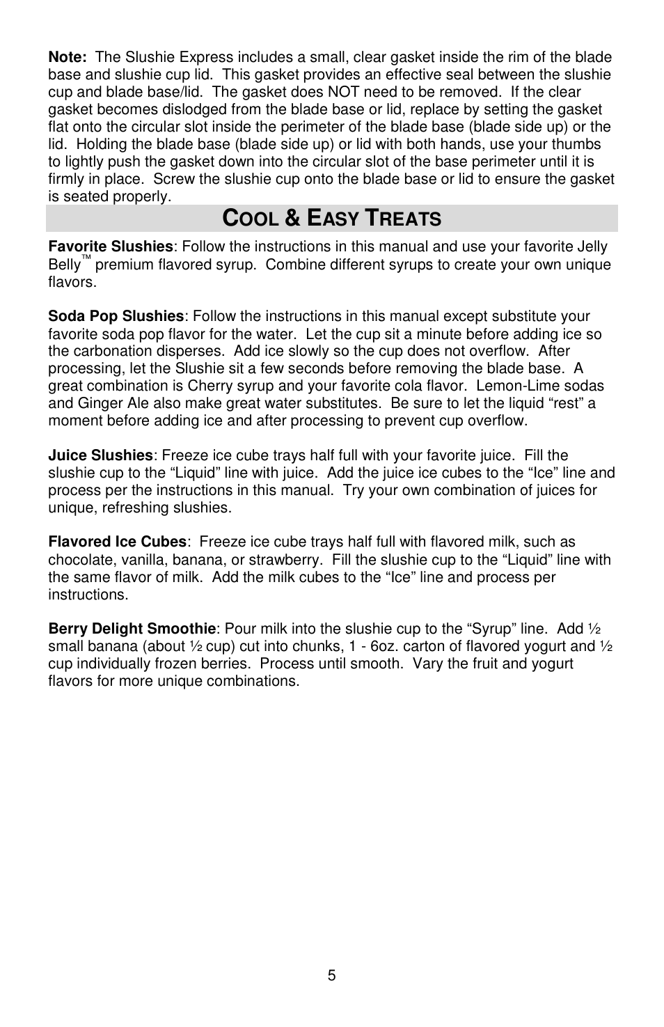 Reats | Jelly Belly Slushi Express User Manual | Page 5 / 20
