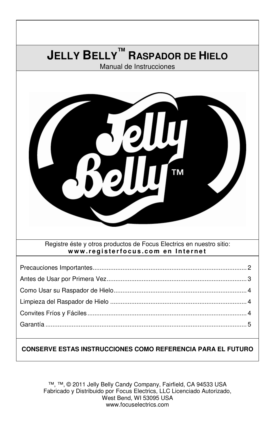 Elly, Aspador de, Ielo | Jelly Belly Ice Shaver User Manual | Page 11 / 16