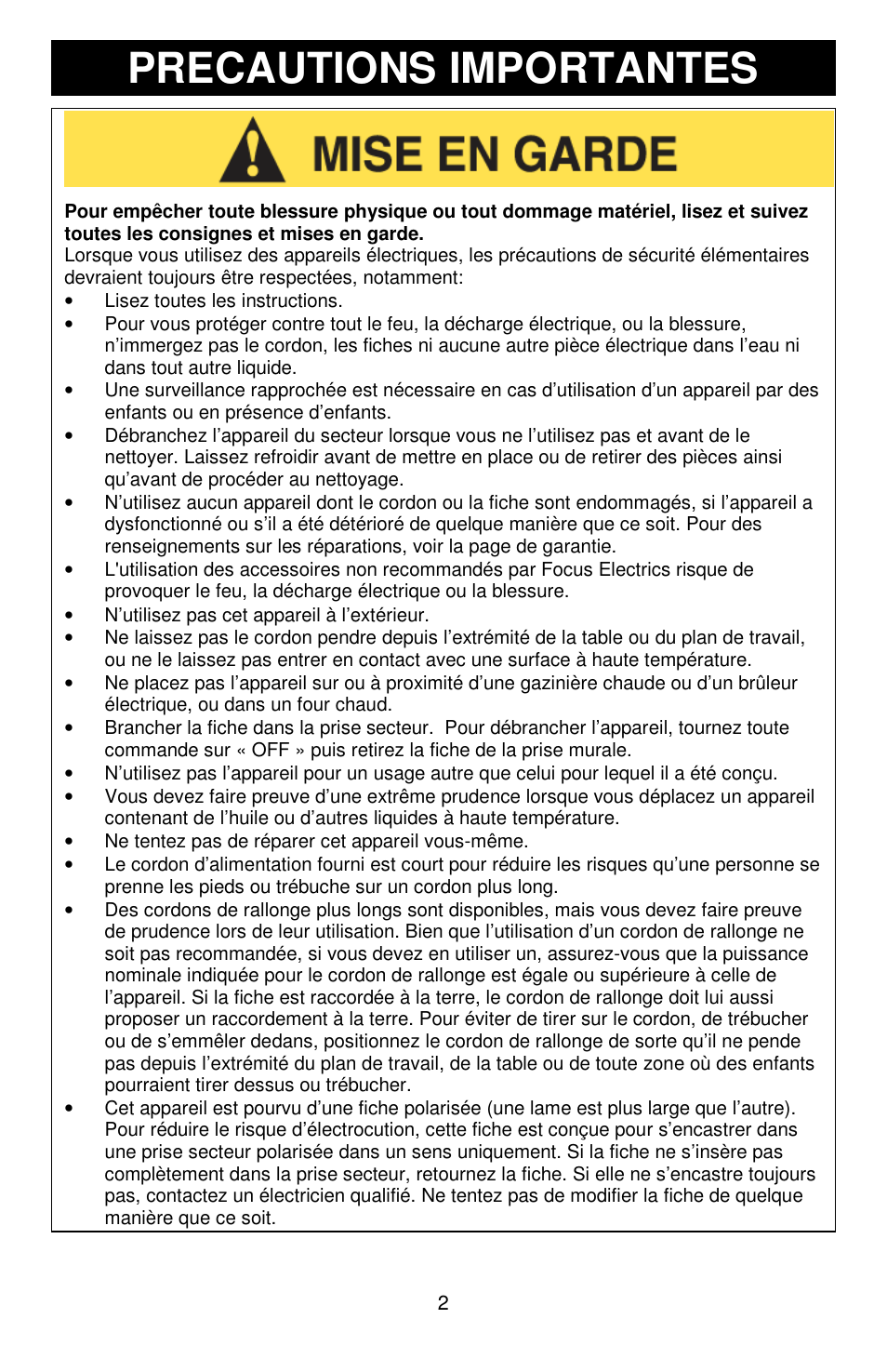 Precautions importantes | Jelly Belly Ice Shaver User Manual | Page 7 / 16