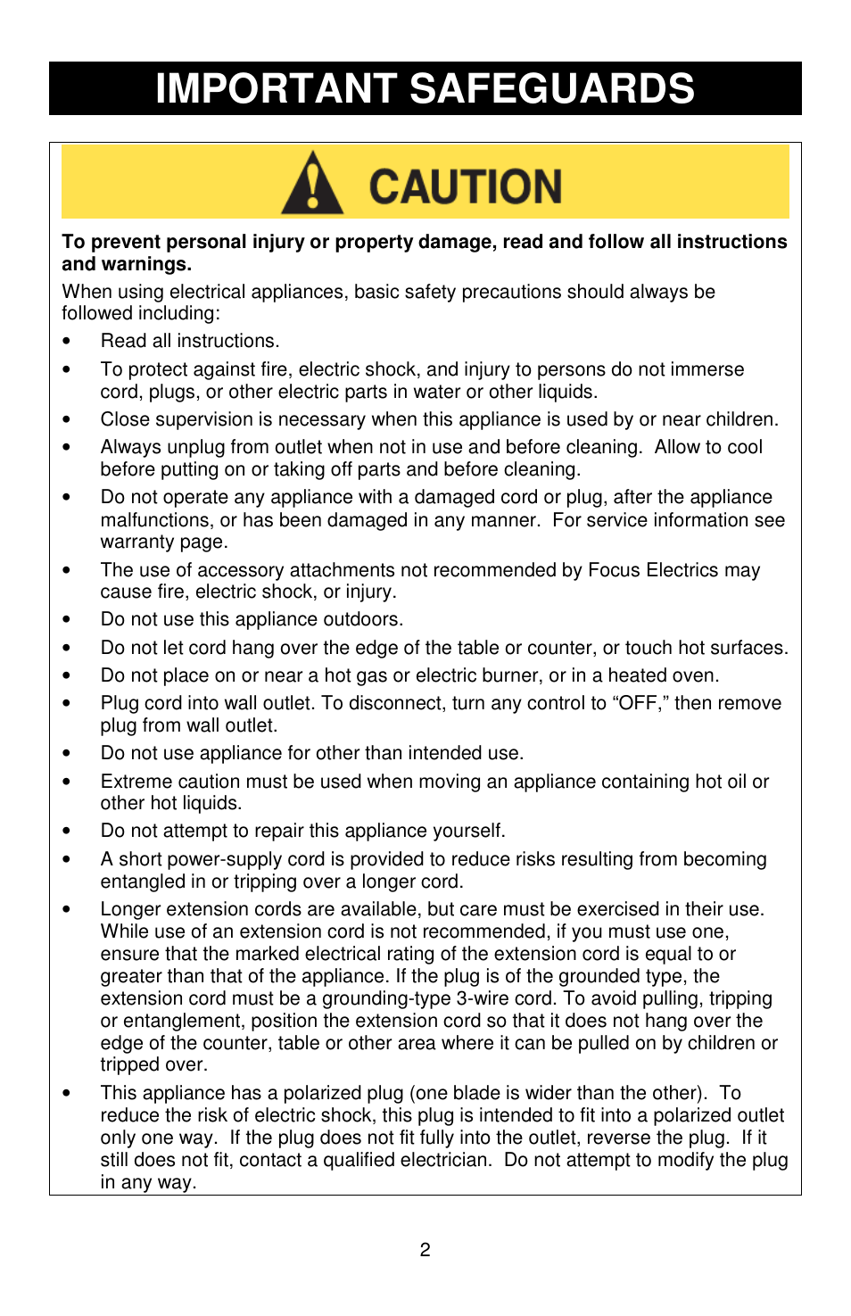Important safeguards | Jelly Belly Dual Ice Shaver User Manual | Page 2 / 20
