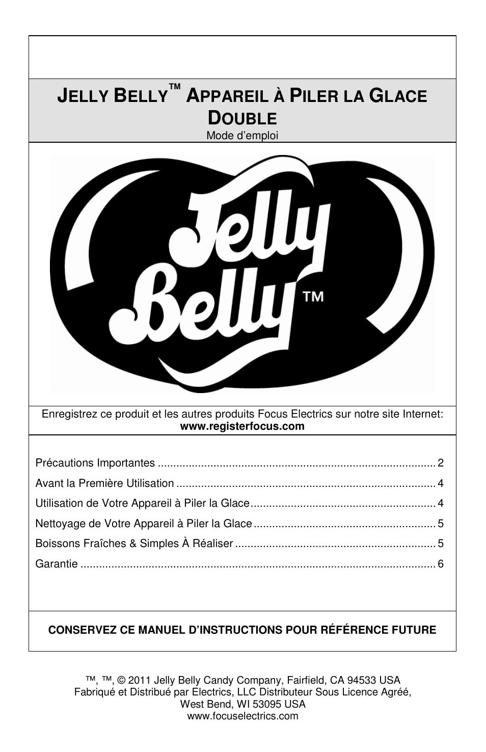 Elly, Ppareil à, Iler la | Lace, Ouble | Jelly Belly Dual Ice Shaver User Manual | Page 7 / 20