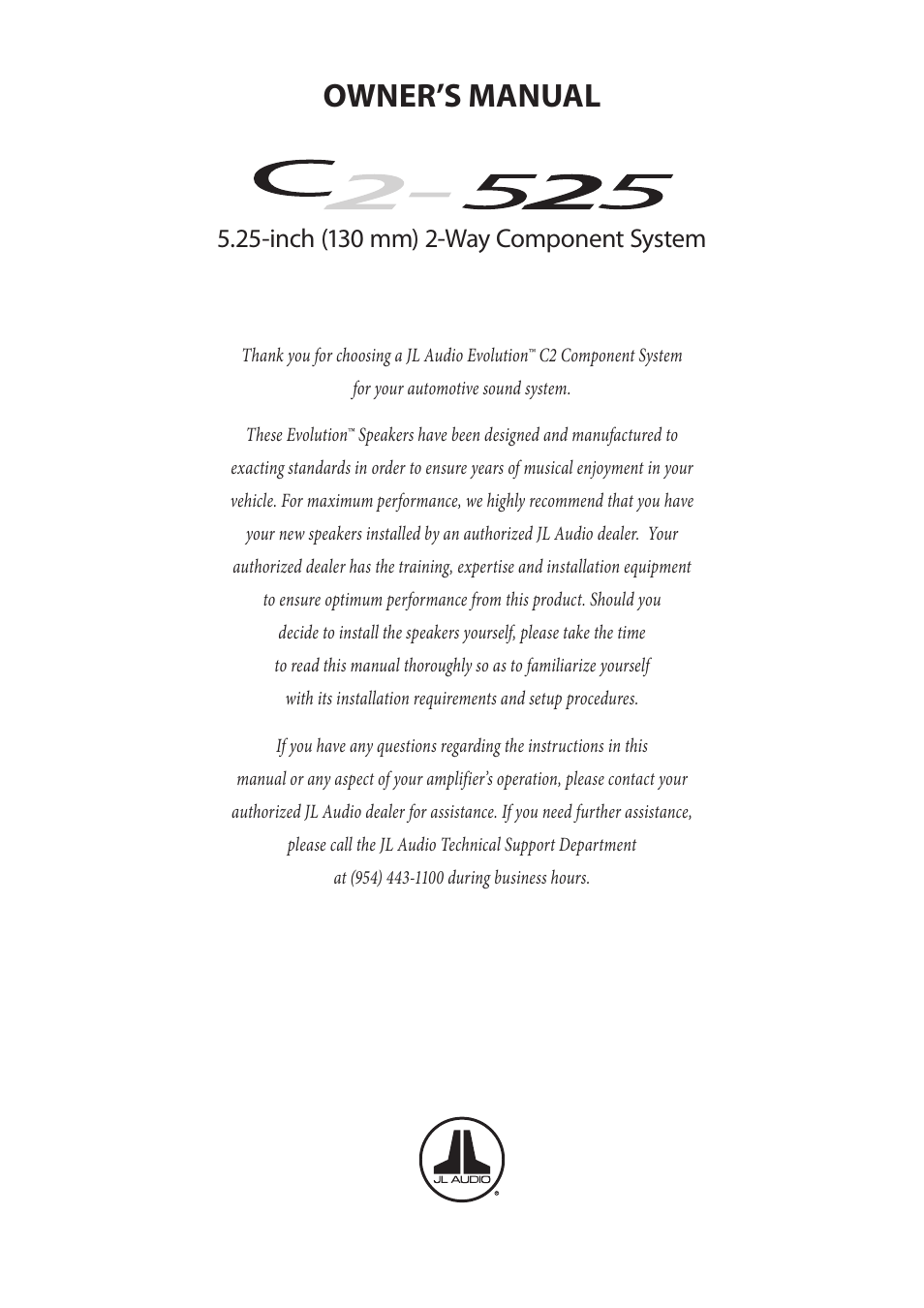 JL Audio C2-525 User Manual | 12 pages