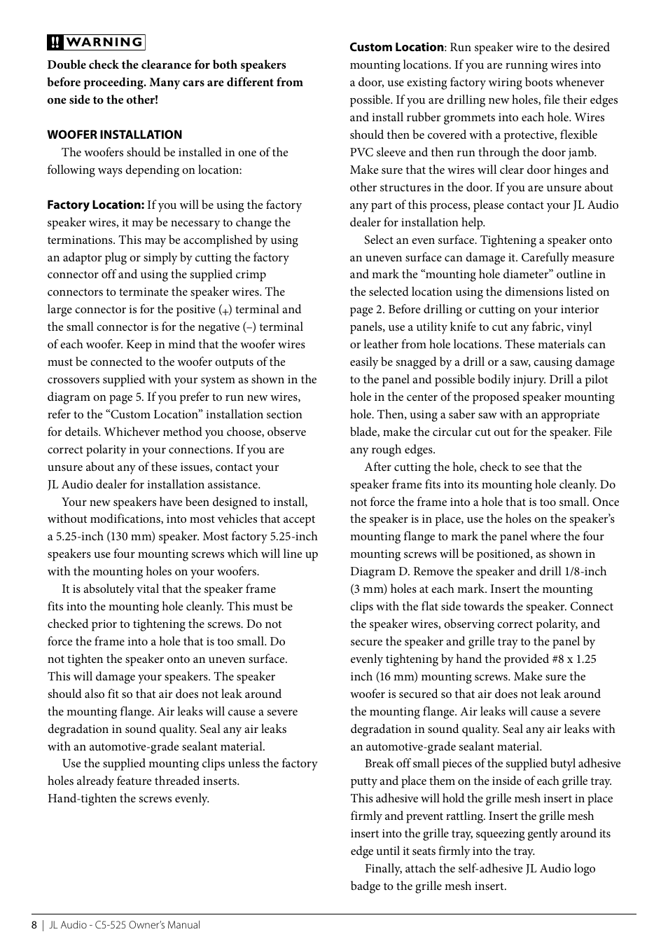 JL Audio C5-570 User Manual | Page 8 / 12