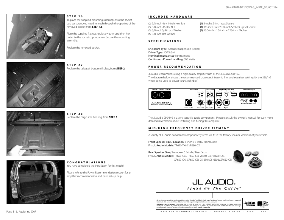 JL Audio SB-N-PTHFNDR2/10W3v3/BK User Manual | Page 5 / 5