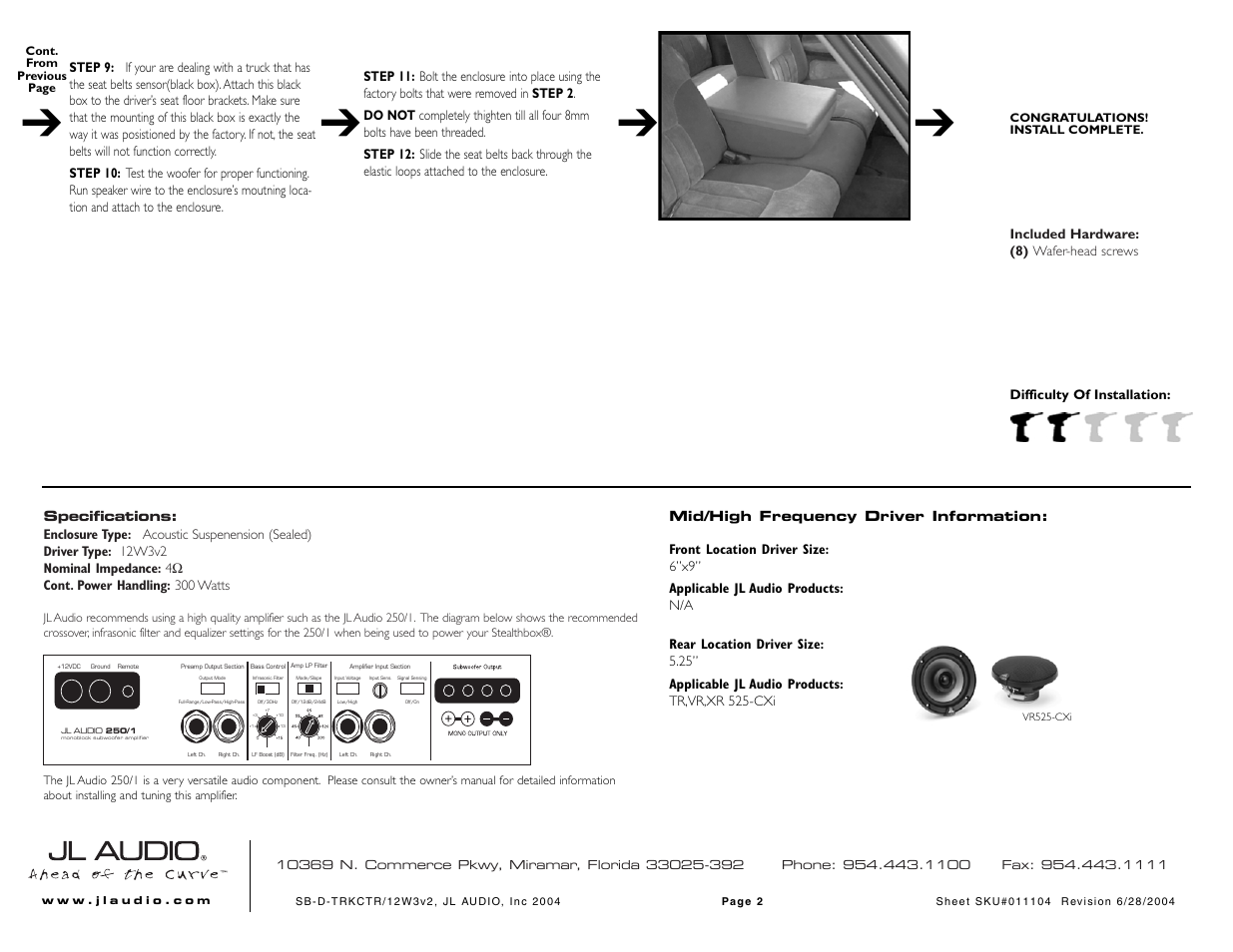 JL Audio Stealthbox SB-D-TRKCTR/12W3v3 User Manual | Page 2 / 2