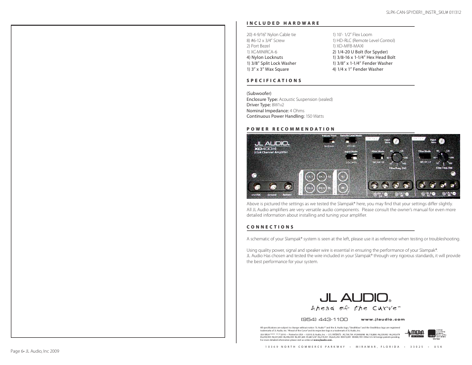 JL Audio Slampak SLPK-CAN-SPYDER1 User Manual | Page 6 / 8