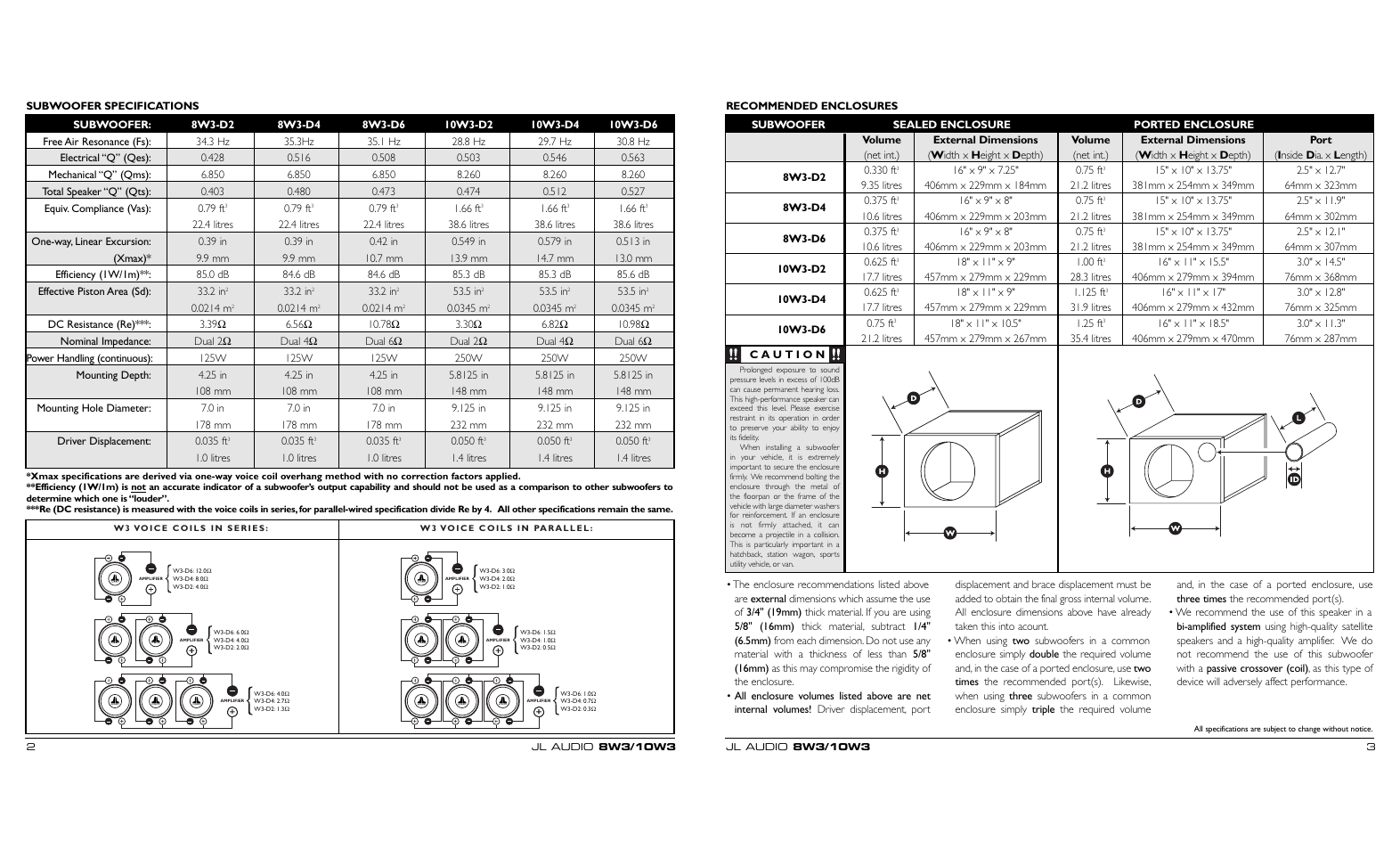 JL Audio 10W3 User Manual | Page 2 / 2