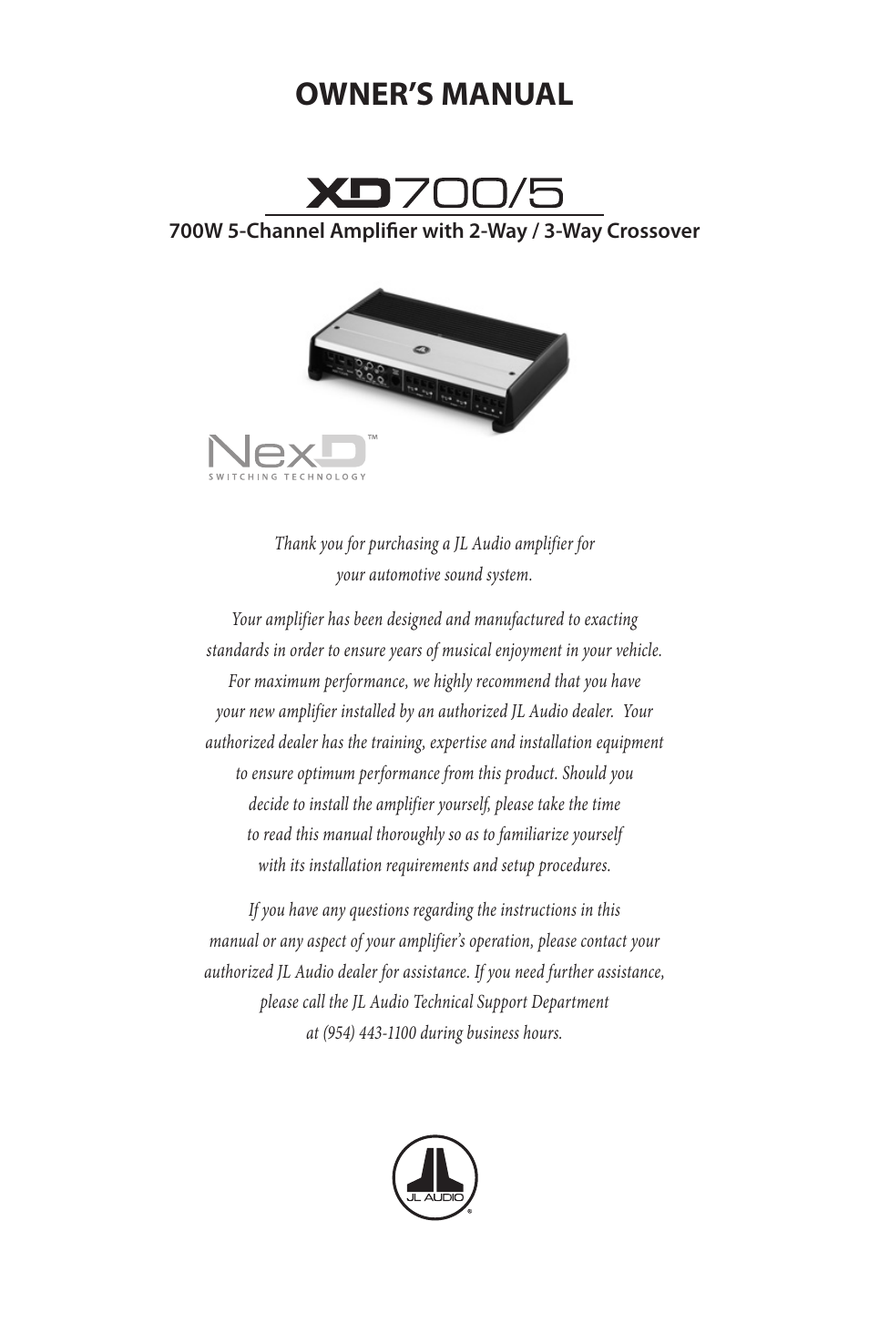 JL Audio XD700/5 User Manual | 20 pages