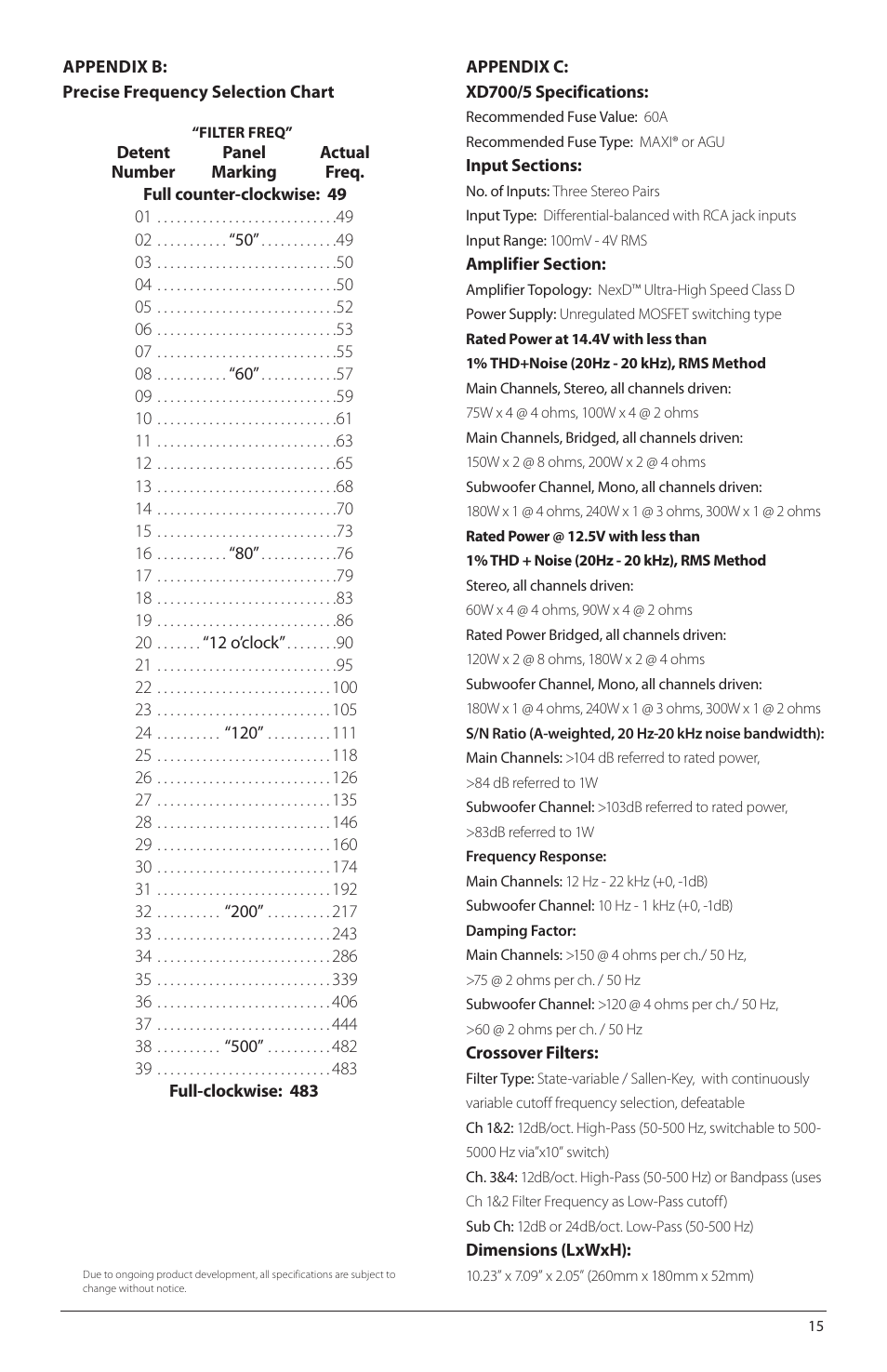 JL Audio XD700/5 User Manual | Page 15 / 20