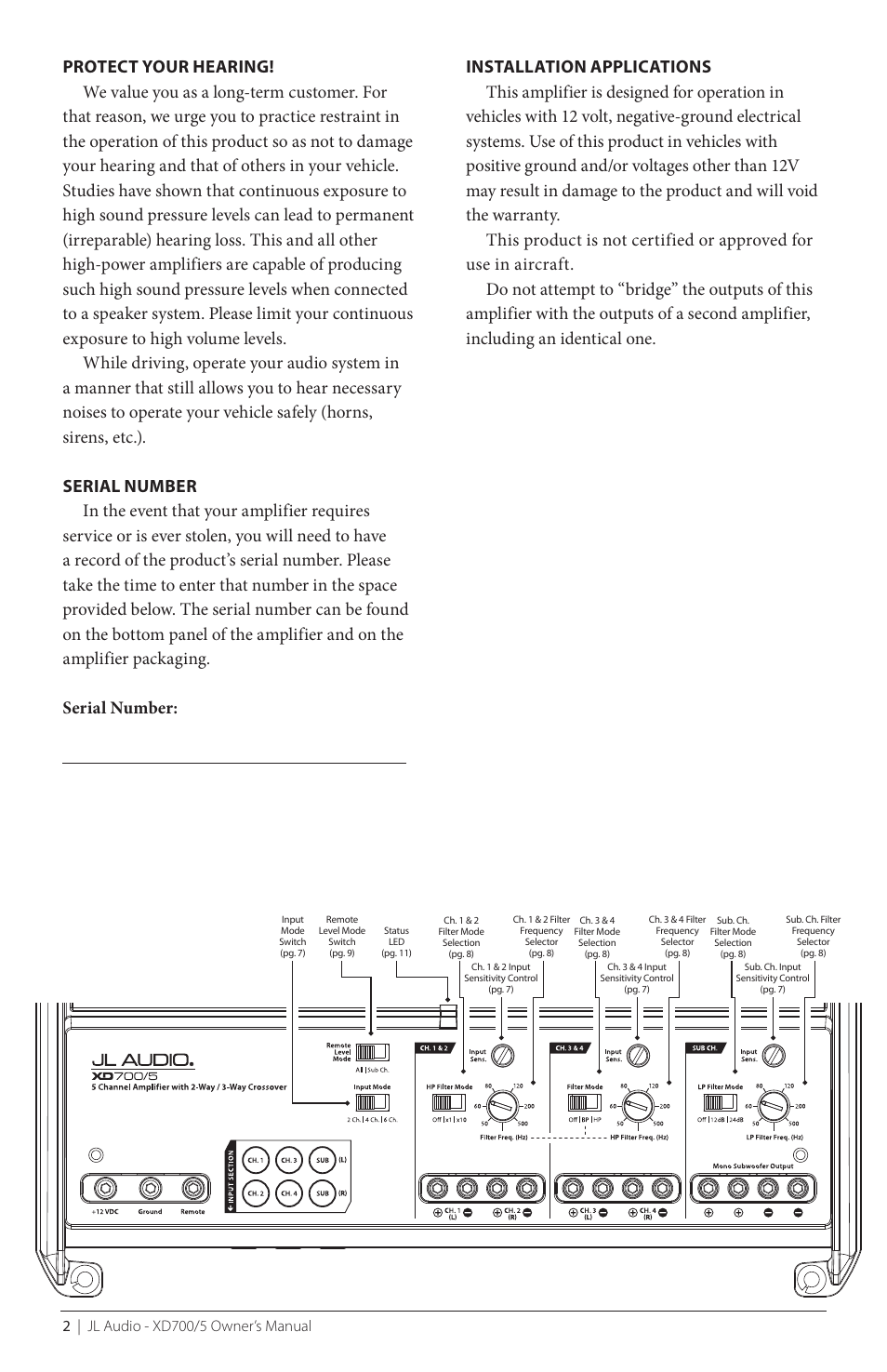 JL Audio XD700/5 User Manual | Page 2 / 20