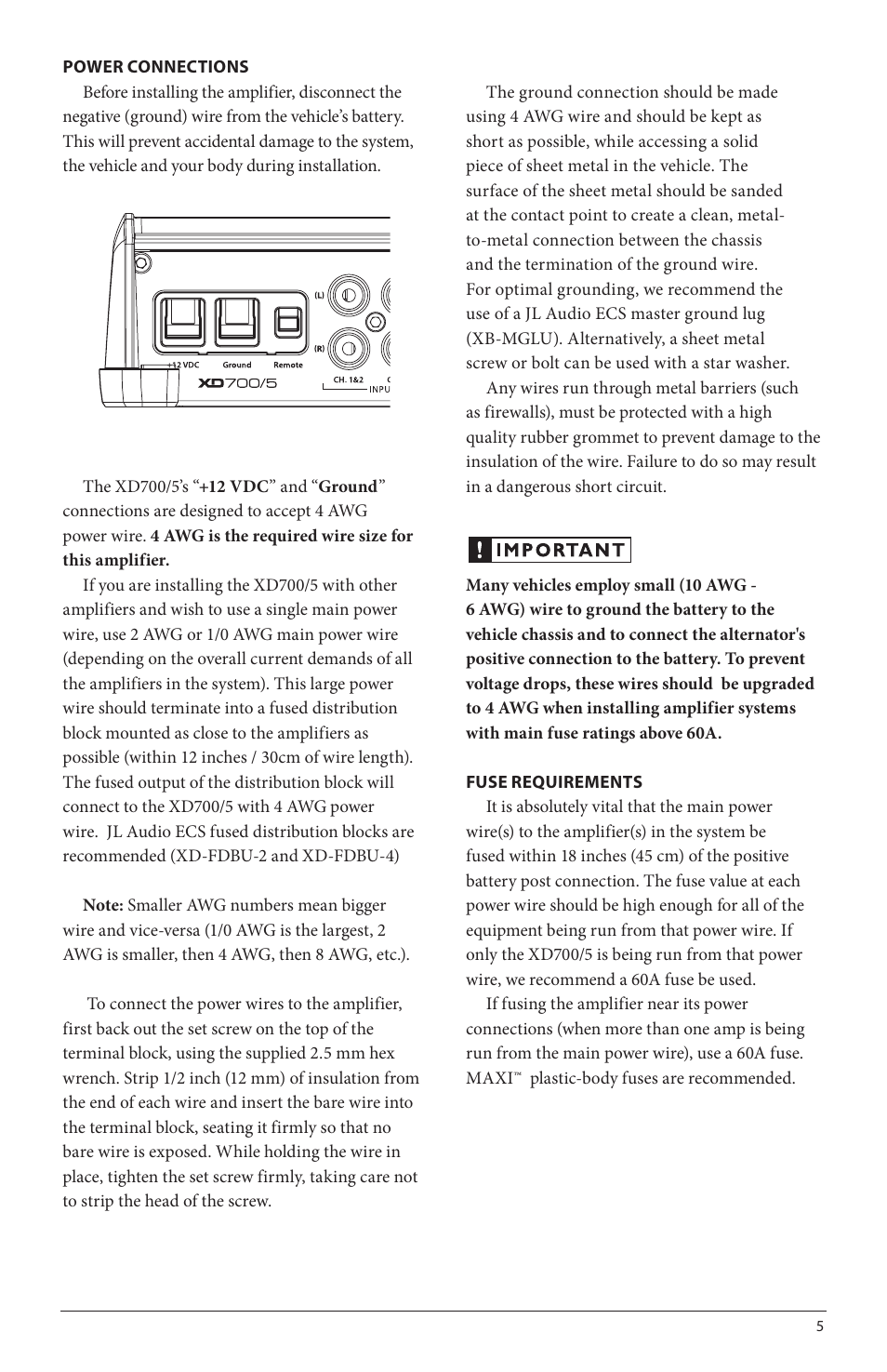JL Audio XD700/5 User Manual | Page 5 / 20