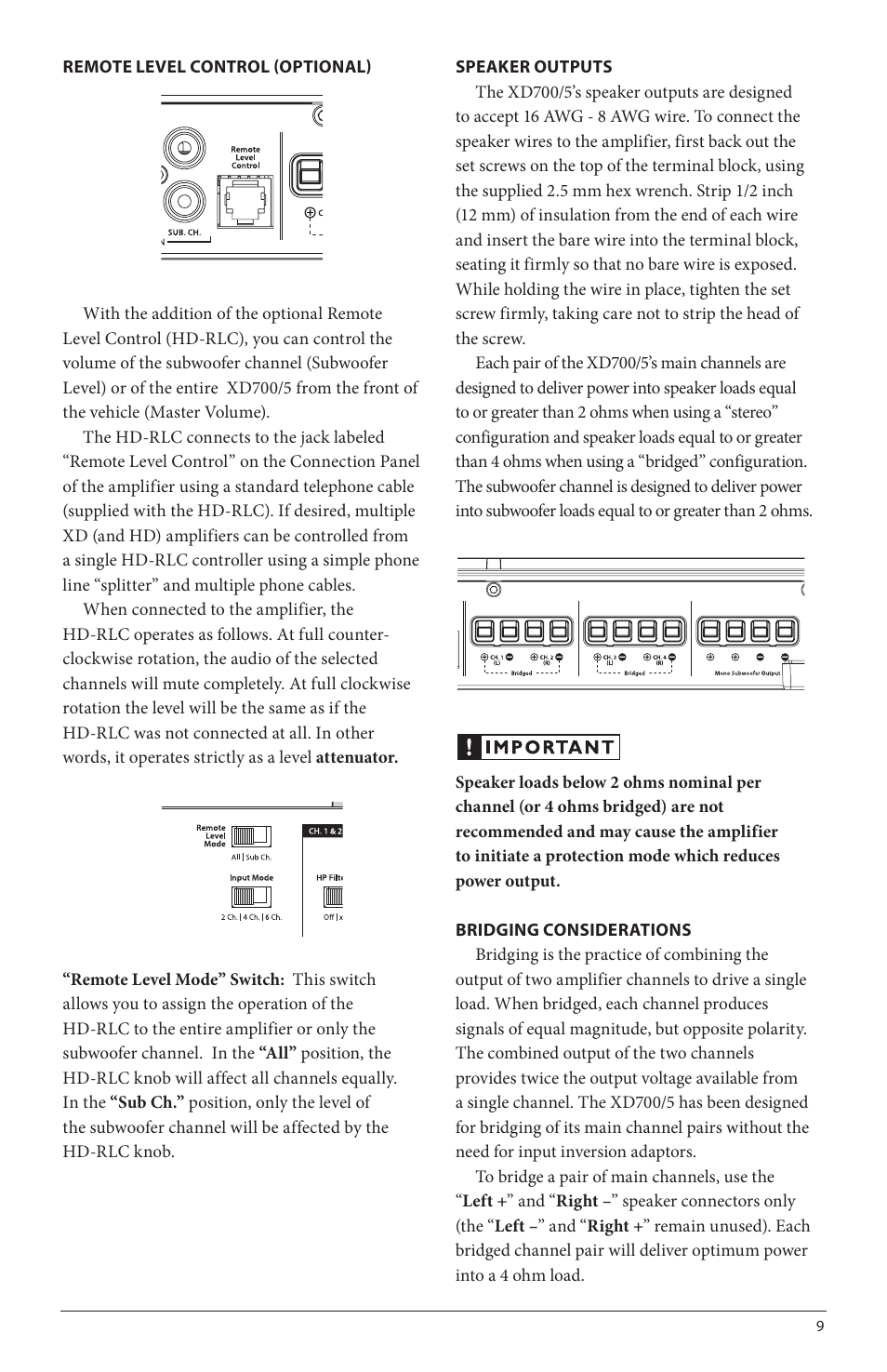 JL Audio XD700/5 User Manual | Page 9 / 20