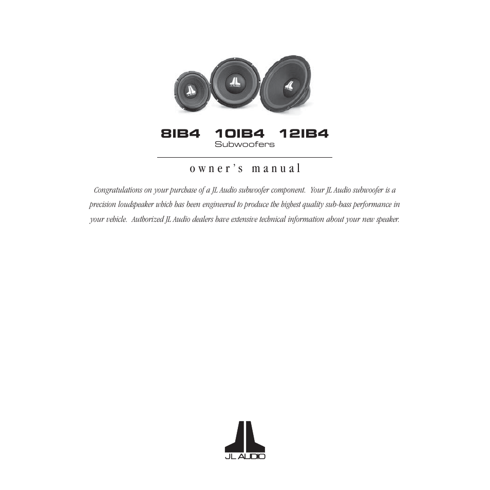 JL Audio 10IB4 User Manual | 4 pages