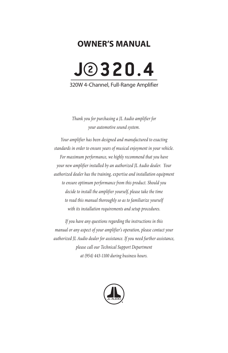 JL Audio J2320.4 User Manual | 11 pages