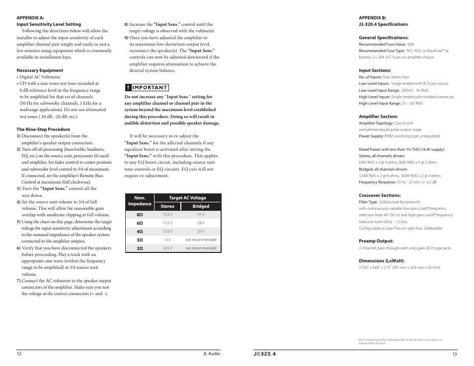 JL Audio J2320.4 User Manual | Page 7 / 11