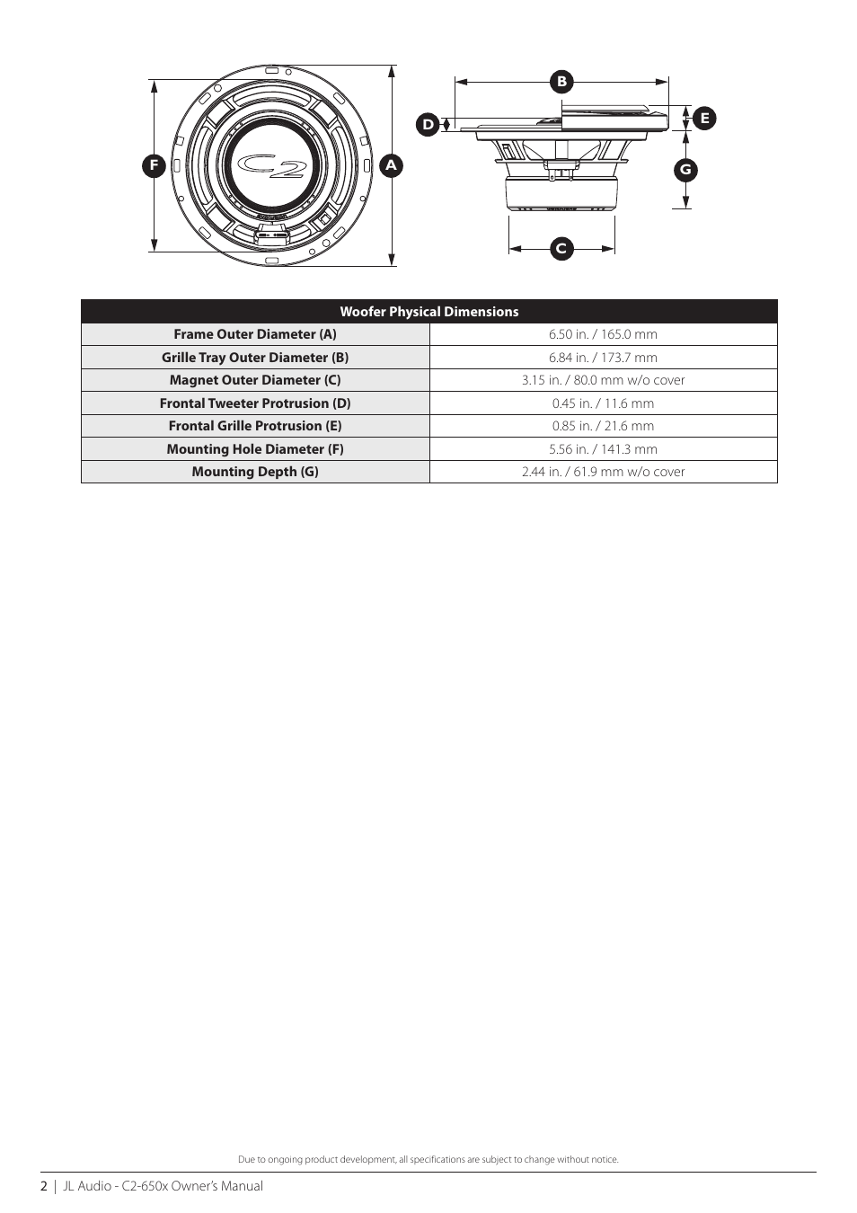 JL Audio C2-650x-06112008 User Manual | Page 2 / 8