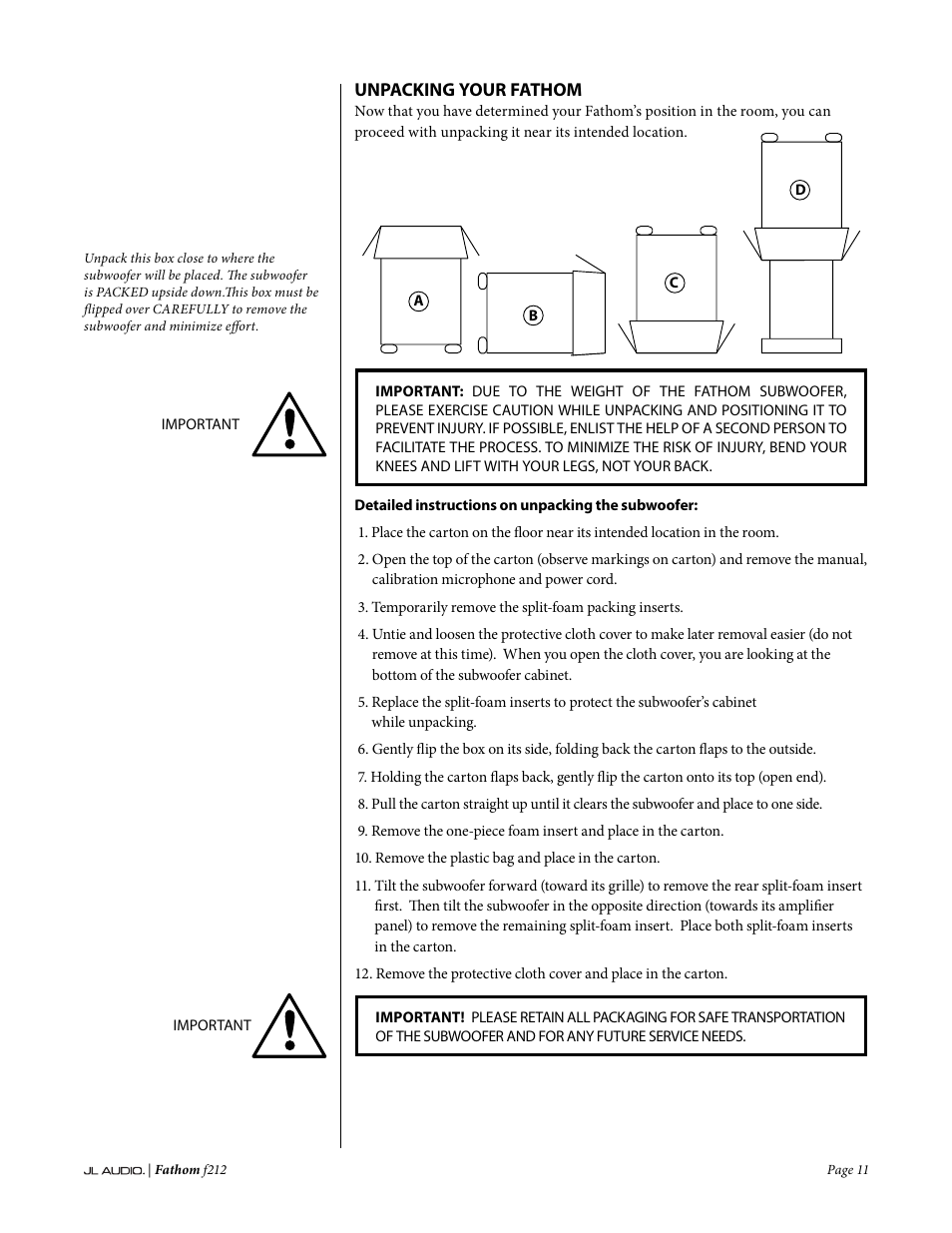JL Audio Fathom f212 User Manual | Page 11 / 36