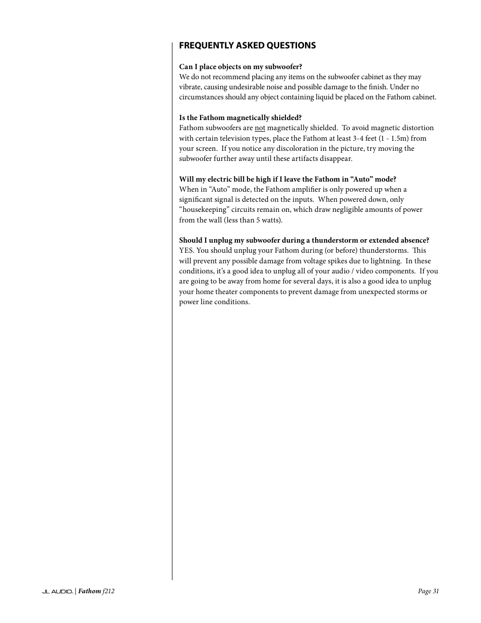 JL Audio Fathom f212 User Manual | Page 31 / 36