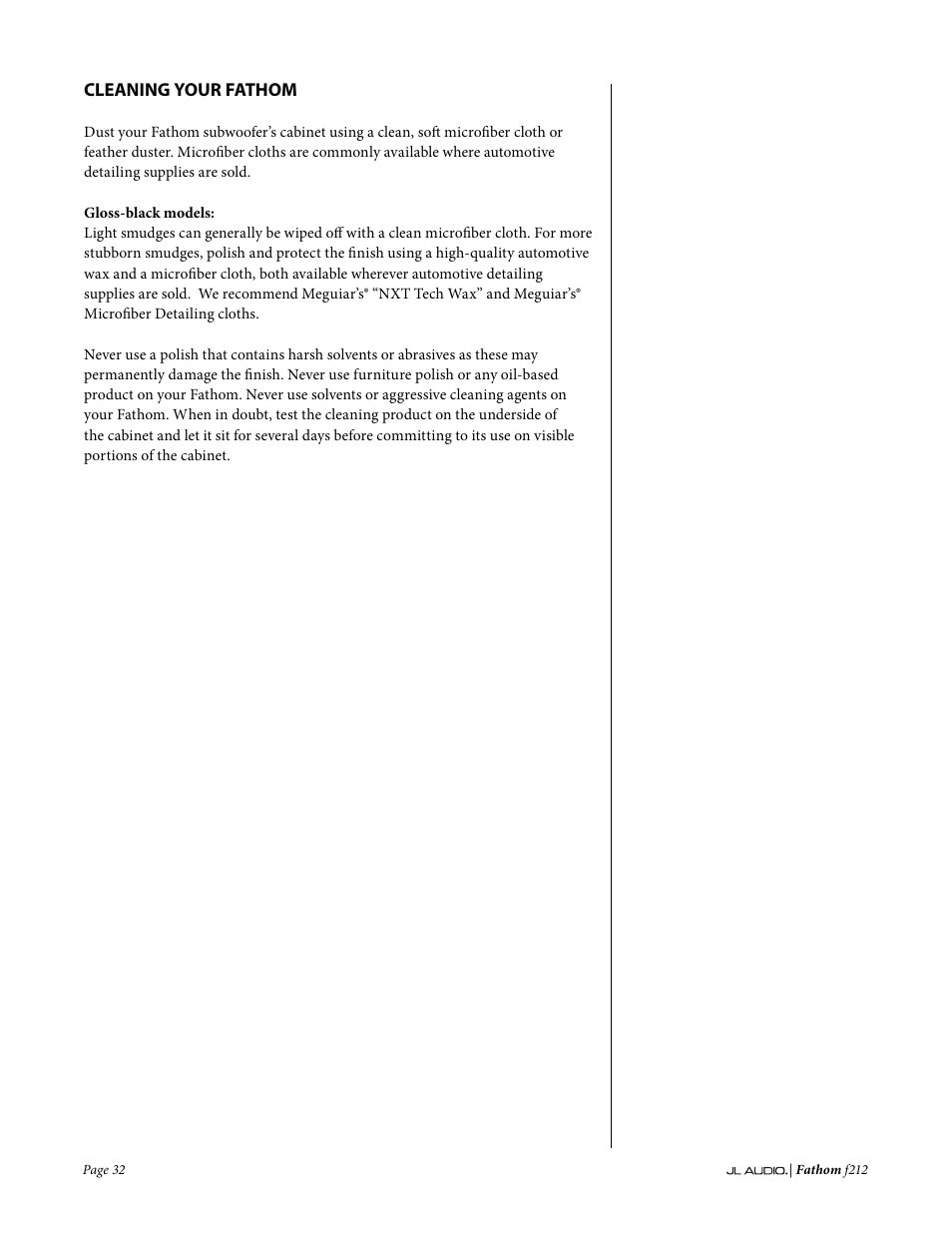 JL Audio Fathom f212 User Manual | Page 32 / 36
