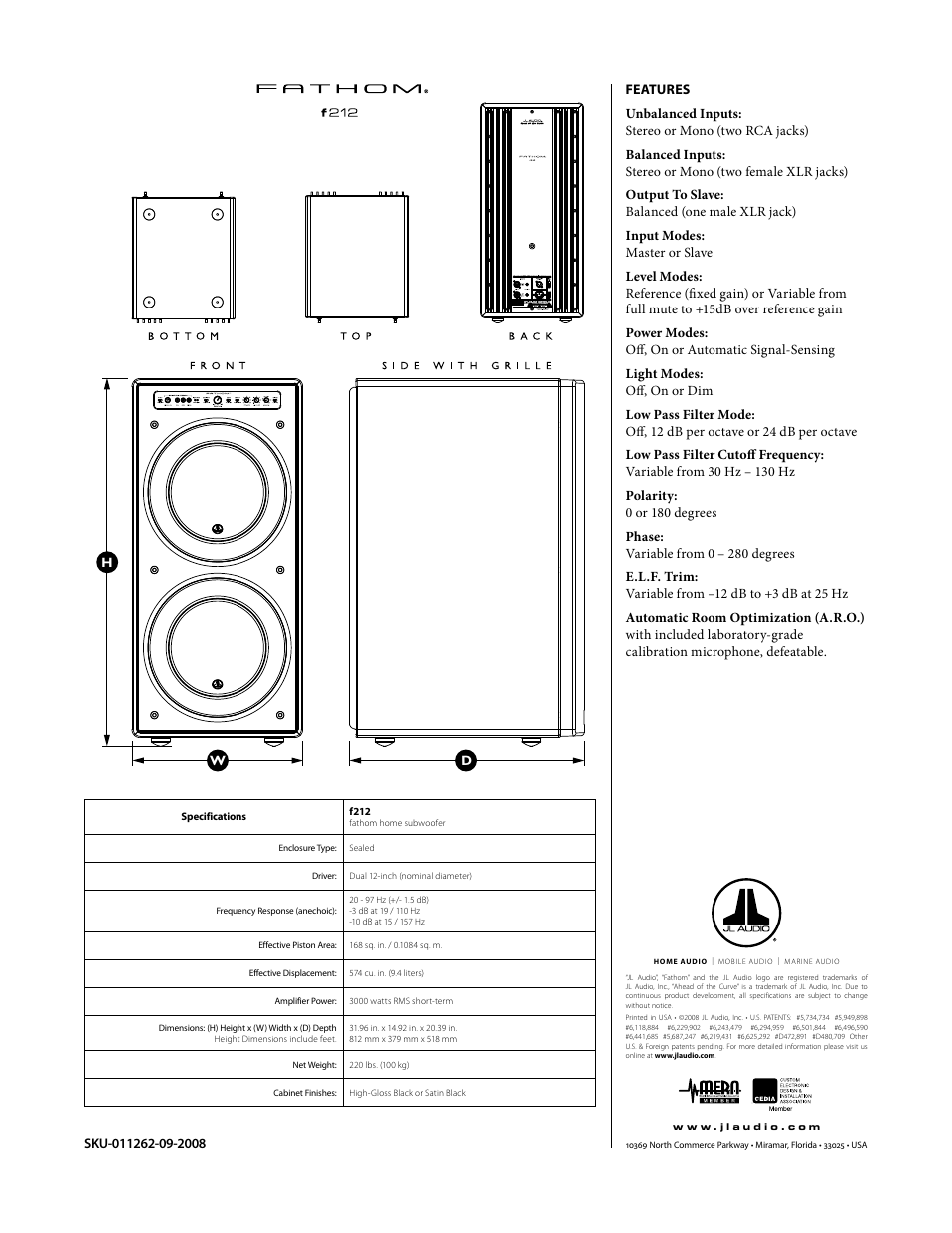 JL Audio Fathom f212 User Manual | Page 36 / 36