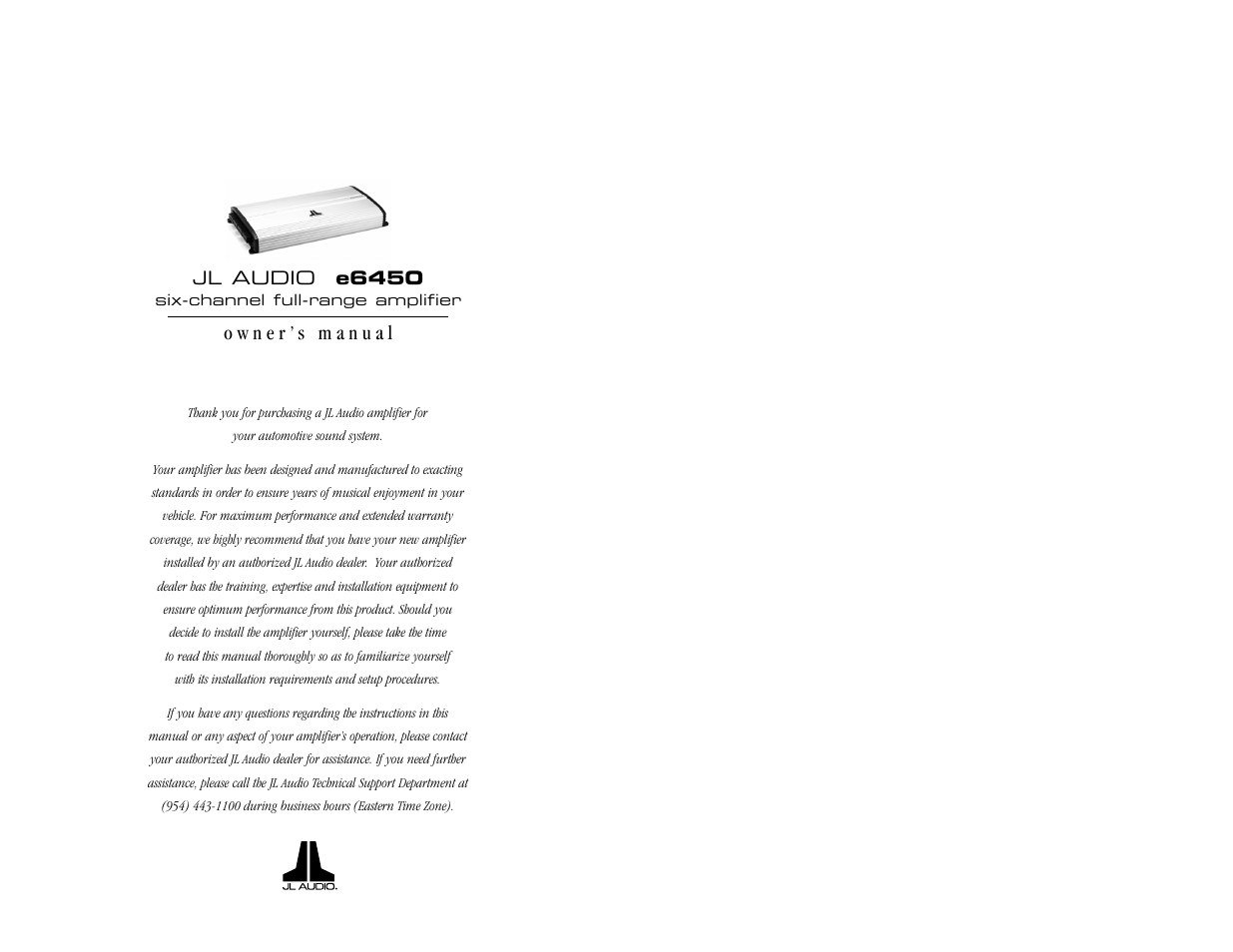 JL Audio E6450 User Manual | 11 pages