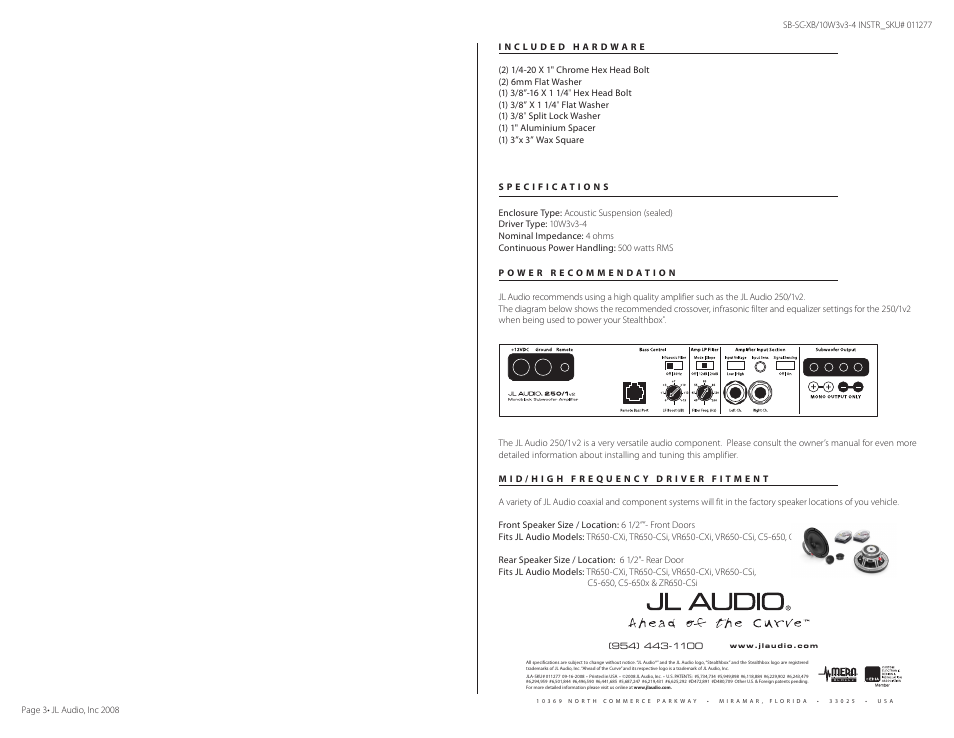 JL Audio Stealthbox SB-F-FCSZX/10W3v3 User Manual | Page 3 / 3